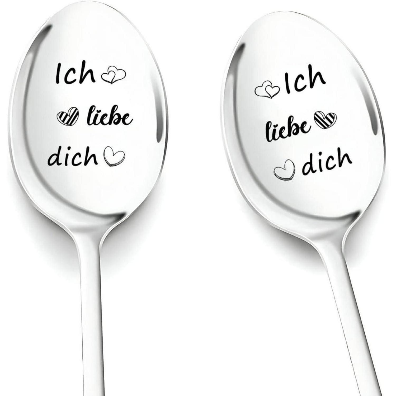 jaaguuco Kaffeelöffel Kaffeelöffel 2er Set graviert Ich liebe dich Geschenk für Freundin