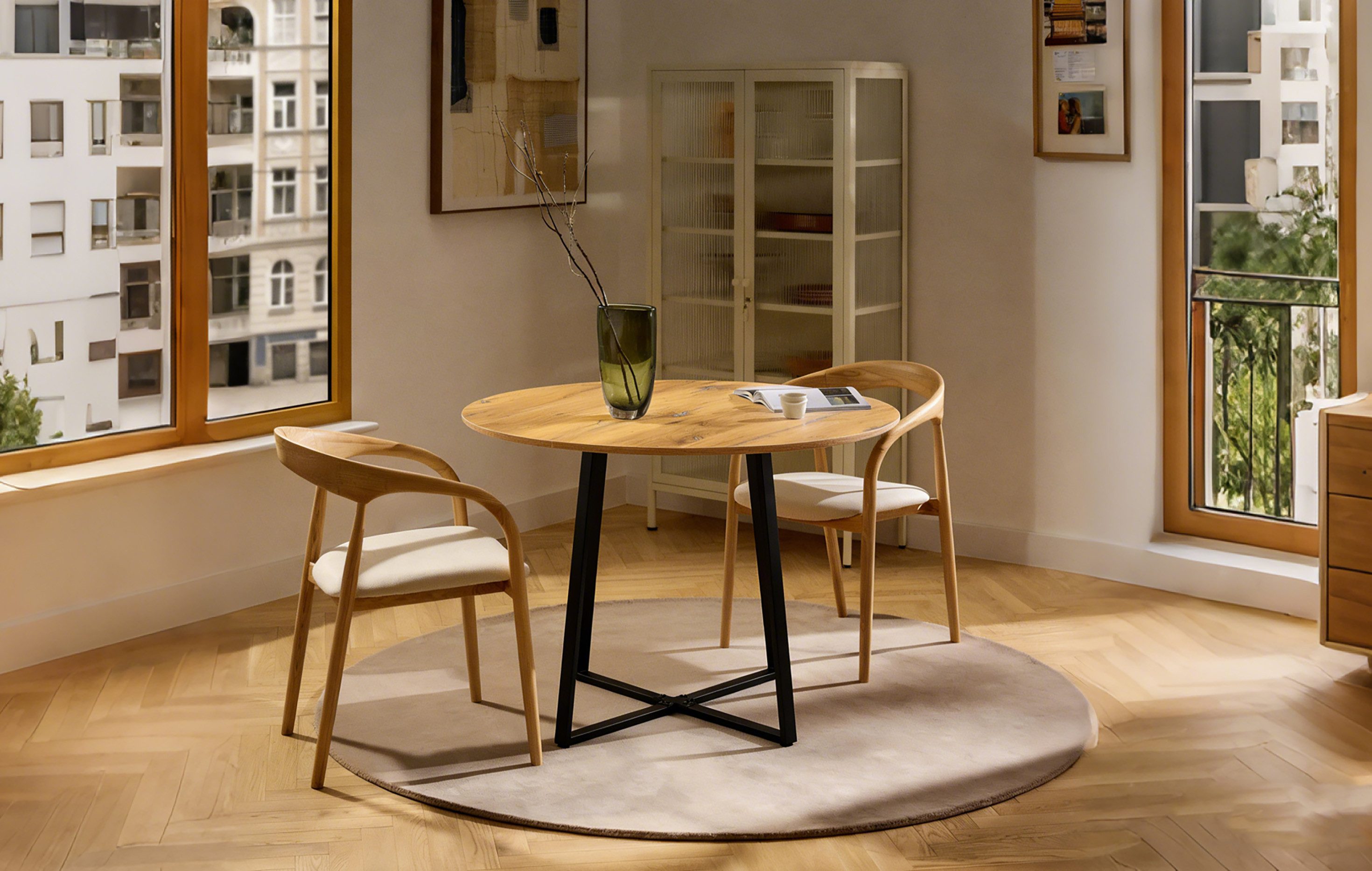 B&D home Esstisch NOA, Metallgestell schwarz oder weiß, rund, 110x110cm, platzsparend