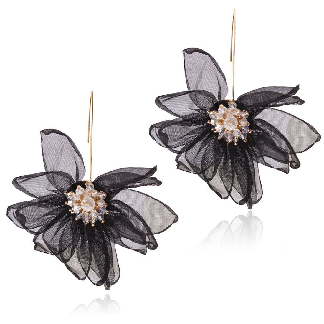 YOOdy~ Paar Ohrhänger Ohrringe damen Blütenblatt Ohrstecker schmuck Temperament ohrhänger (1-tlg) Schwarz