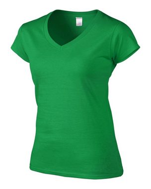 Gildan V-Shirt Gildan Damen T-Shirt V-Neck V-Ausschnitt Baumwolle Shirts Lady Fit
