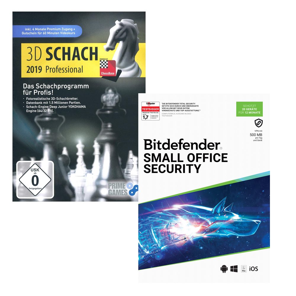 Bitdefender Small Office Security 20 G. / 12 M. + 3D Schach Prof. 2019