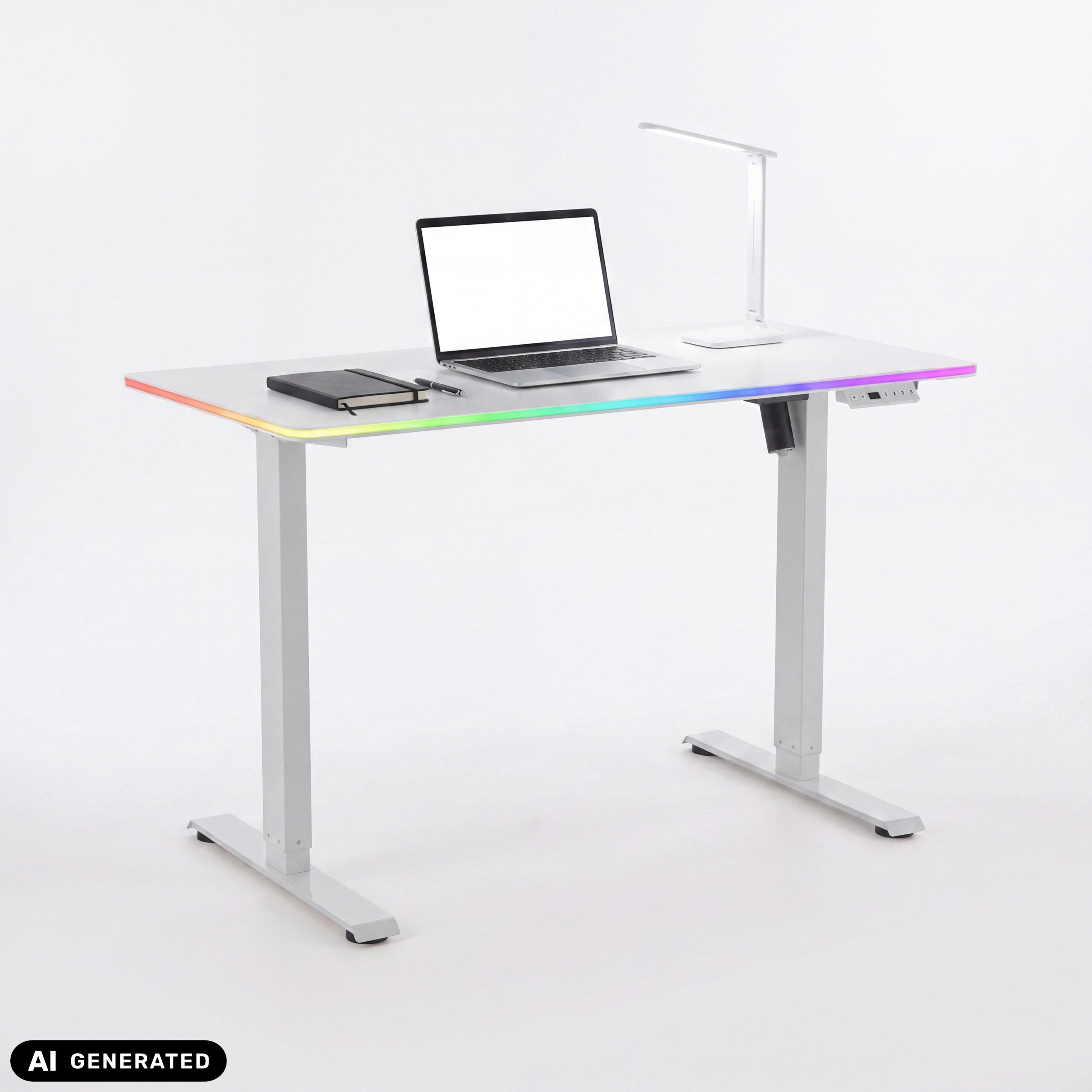 hjh OFFICE Schreibtisch Worktime LED Computertisch höhenverstellbar H/B/T: (1 St), Stehtisch Bürotisch Computertisch verstellbar