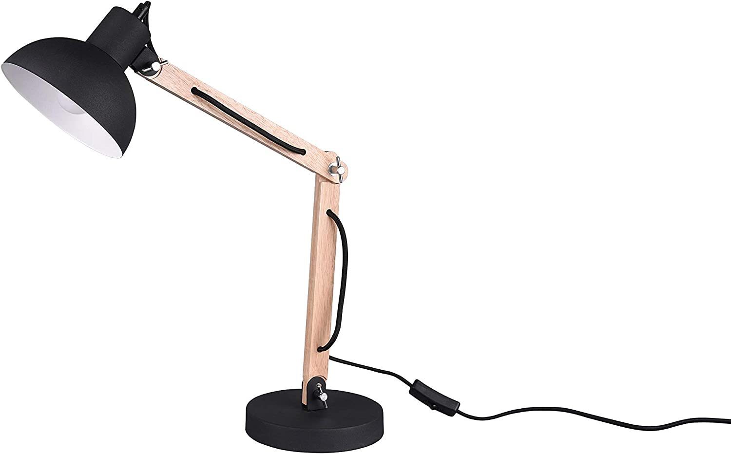 lightling Schreibtischlampe Woody, ohne Leuchtmittel, abhängig vom Leuchtmittel, Design, Holzoptik, flexibel verstellbar schwarz