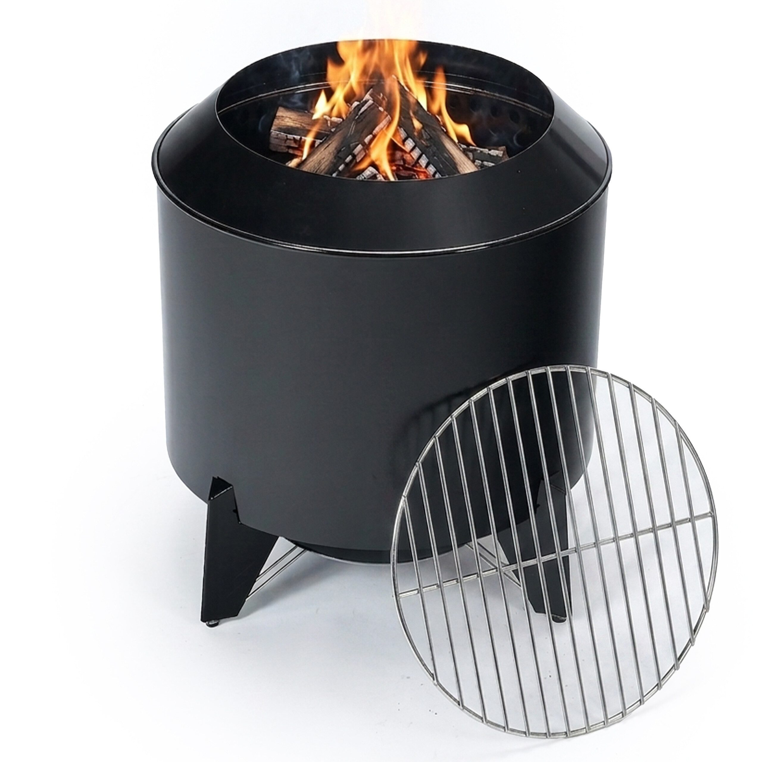 relaxdays Feuerschale 2in1 Feuerschale ohne Rauch & Grillrost
