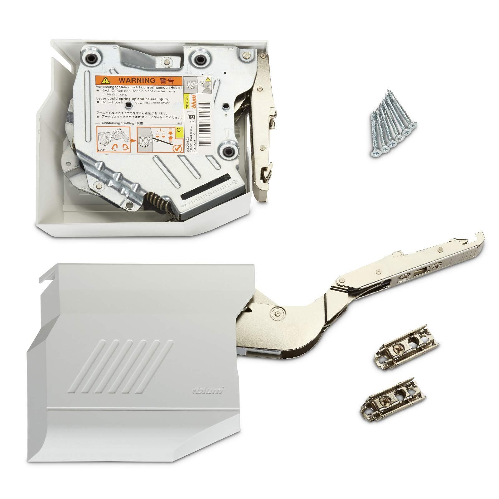 blum Möbelbeschlag Komplettset Aventos HK-S Klappenbeschlag seidenweiß inkl. Abdeckkappen, inkl. Abdeckkappen