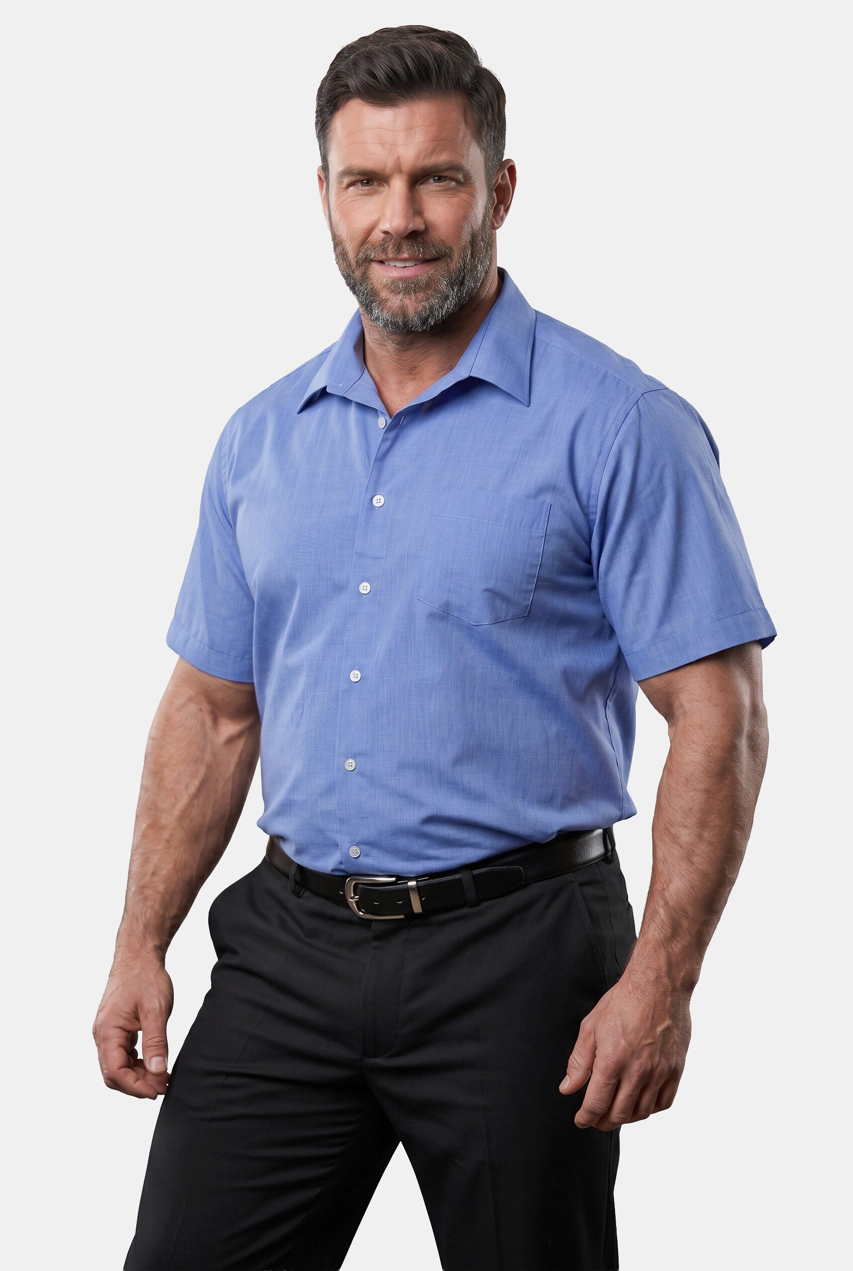 Men Plus Kurzarmhemd Businesshemd Halbarm EasyCare Vario-Kragen