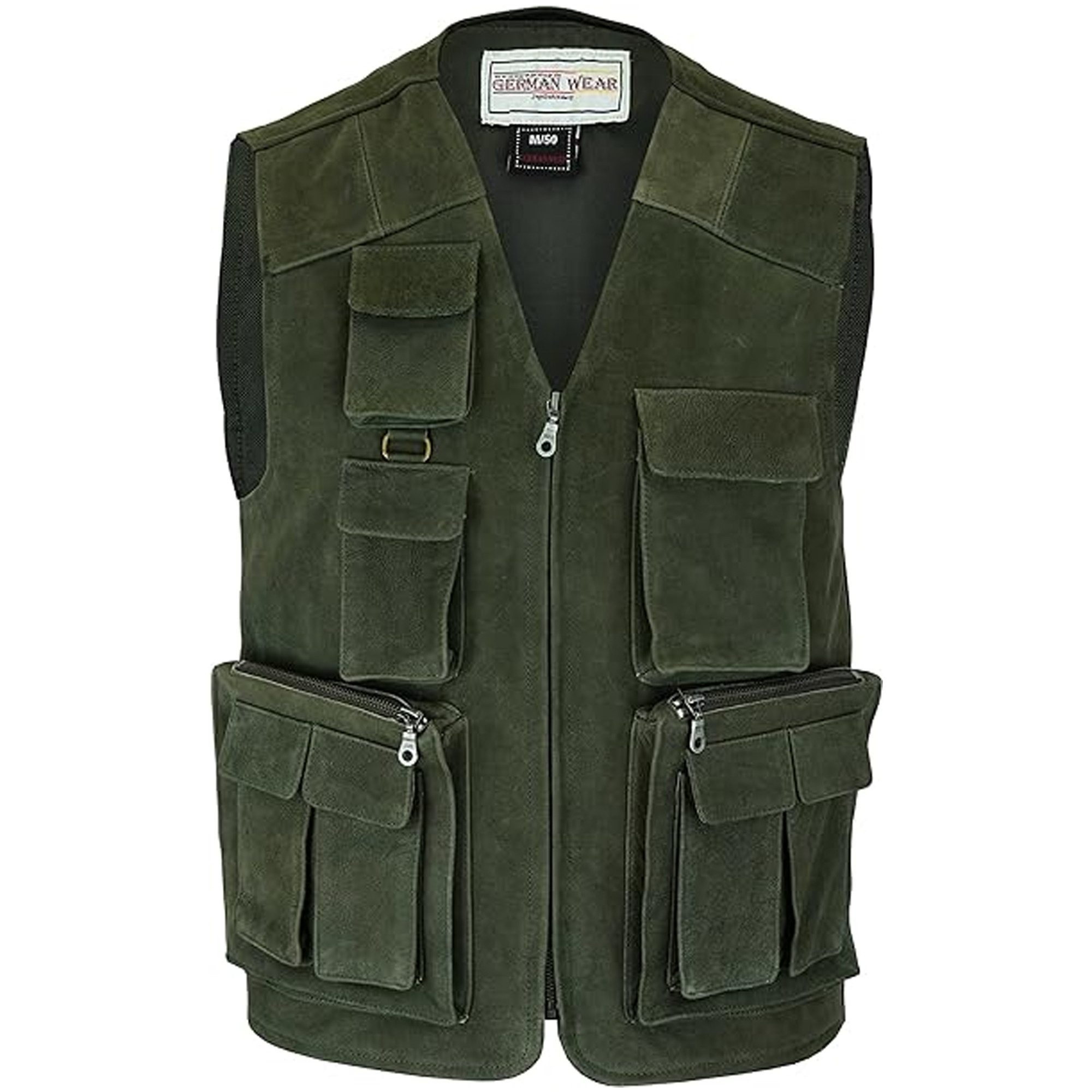 German Wear Jagdweste GW650 Jagd Lederweste Jagdweste Angelweste Angler Weste Jägerweste