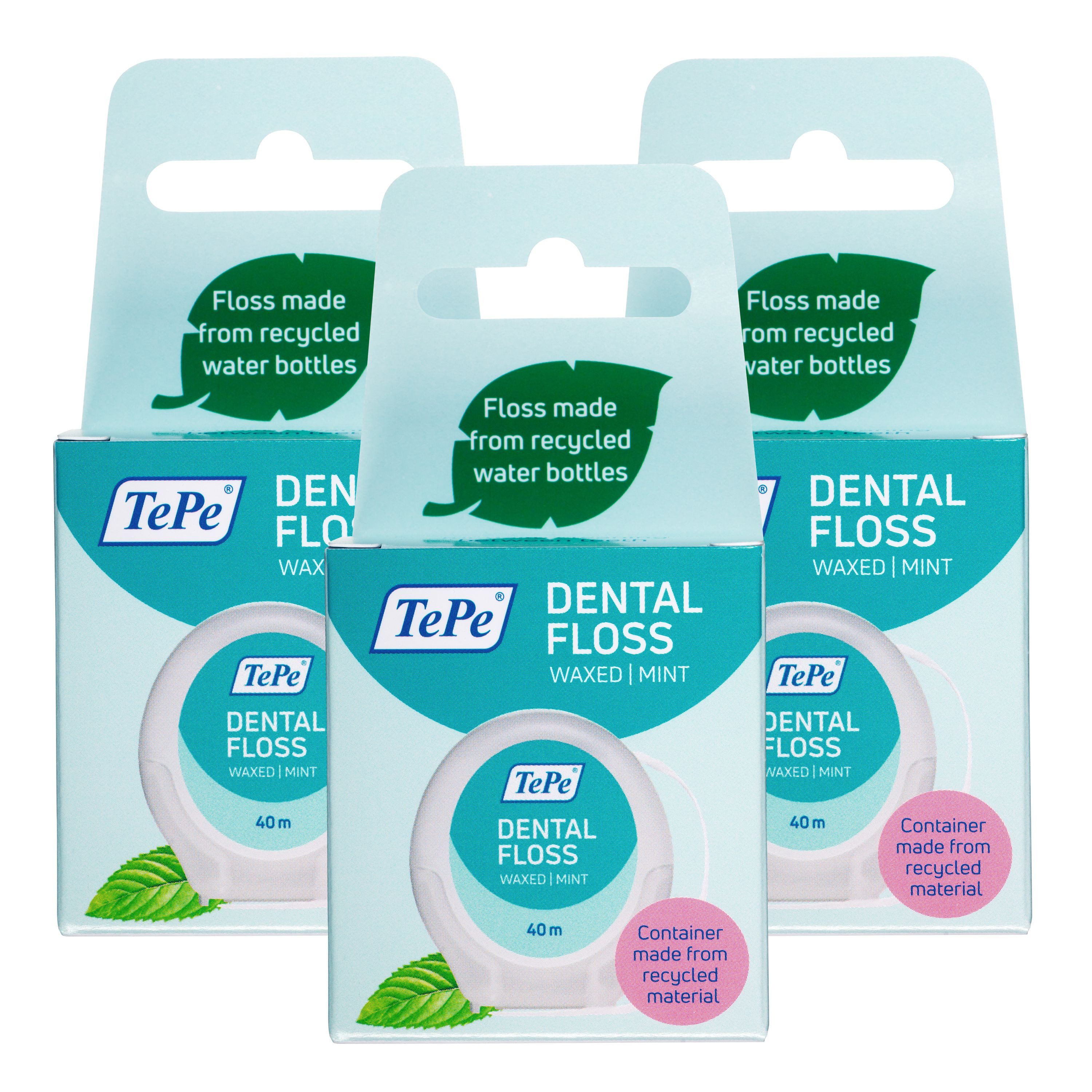 TePe Зубная нить 3er Set Tepe Dental Floss, 3x40m, (3er Set Tepe Dental Floss, nachhaltige Зубная нить, 3x40m, 3-St)
