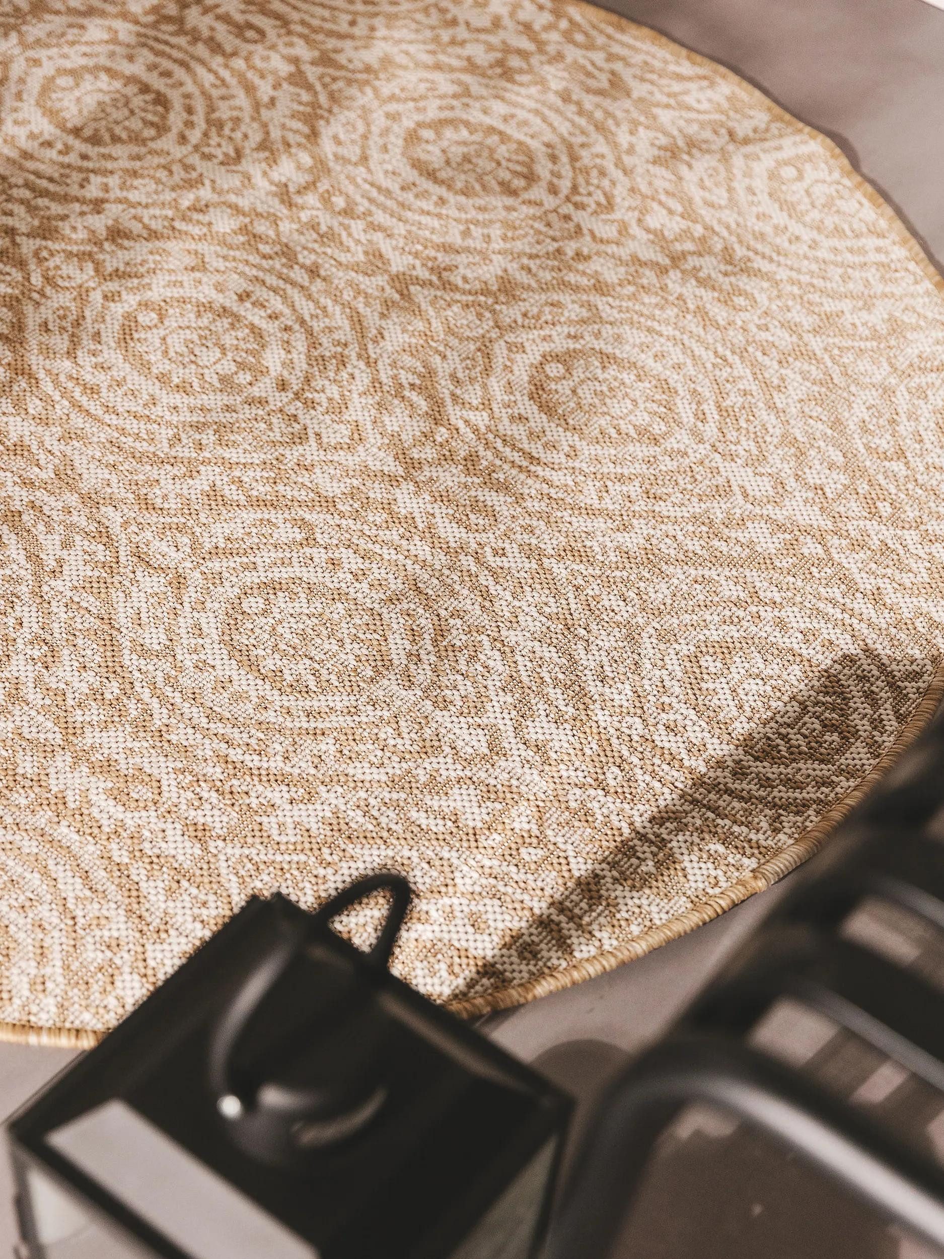 benuta Outdoorteppich Cleo, rund, Höhe: 5 mm, Teppich Wohnzimmer, Schlafzimmer, Esszimmer, Flur, Kunstfaser, Cozy