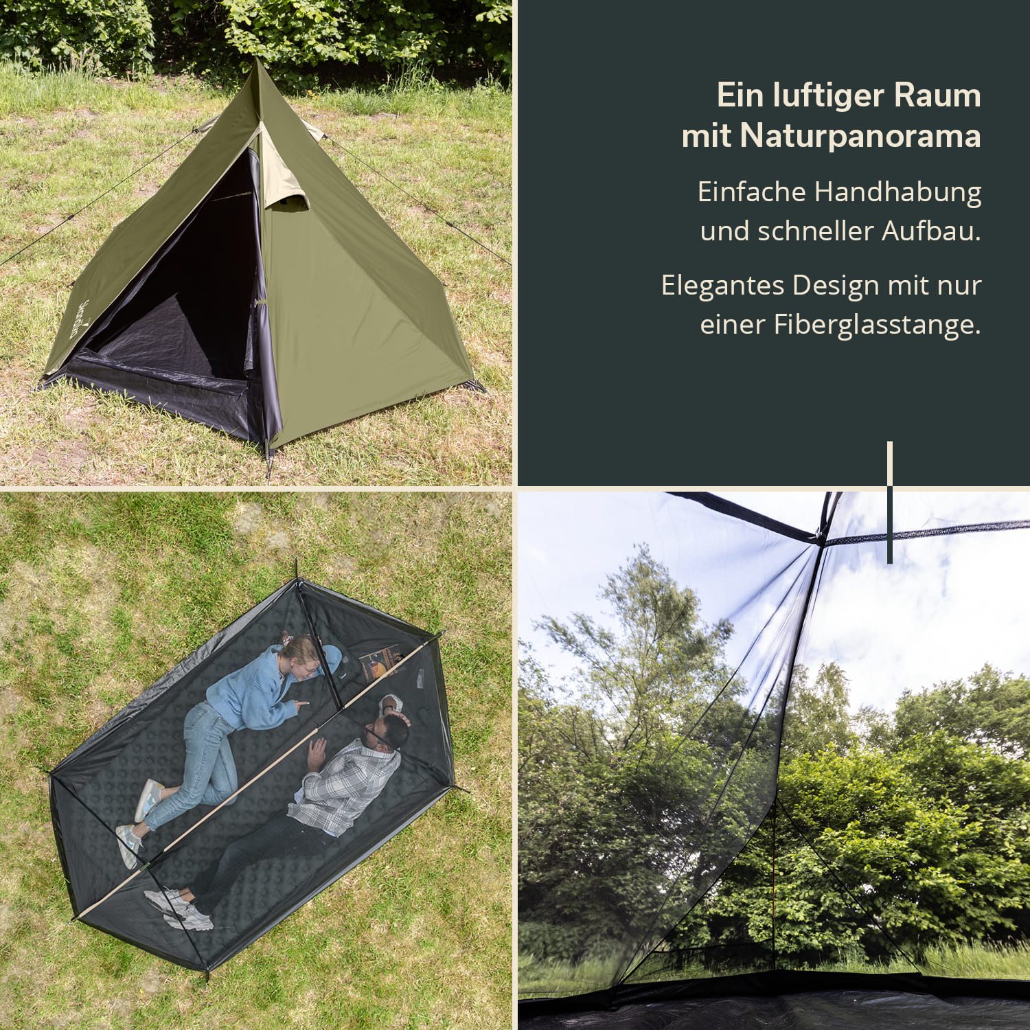 Skandika Tunnelzelt Hemus 2 Sleeper, für 1 bis 2 Personen, 2,5 kg, kleines Packmaß, 3000mm Wassersäule, Schlafkabine dunkel