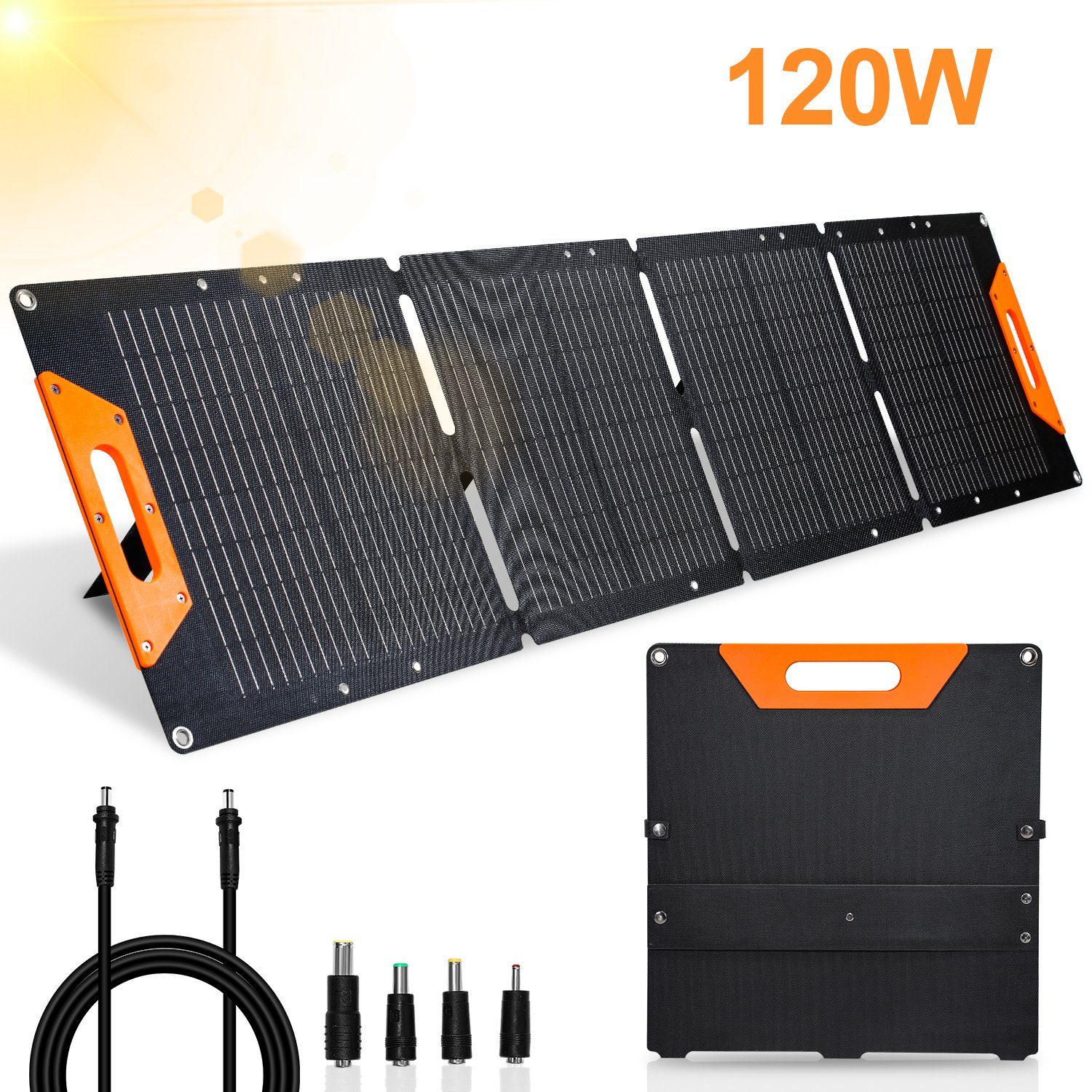 Randaco Solarmodul Solarpanel Faltbar 120W für Powerstation Powerbank Solarladegerät, 120,00 W