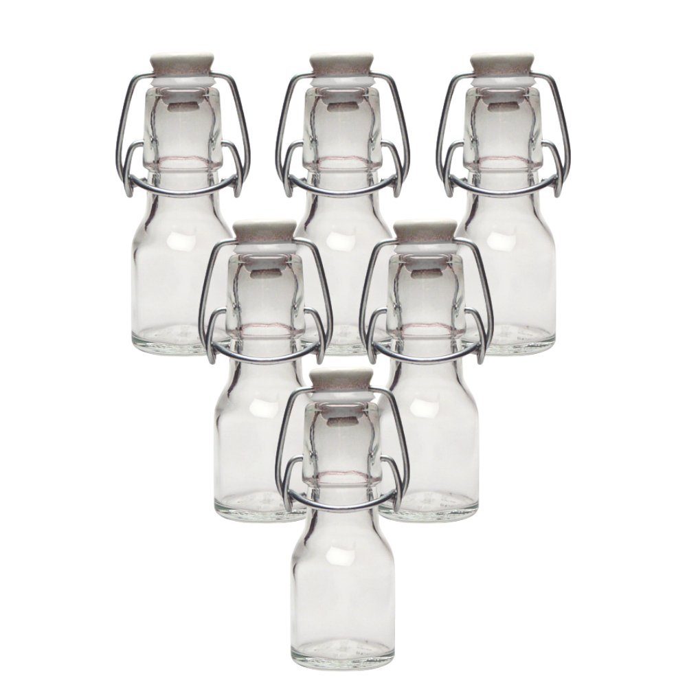 mikken Trinkflasche Mini Bügelflaschen 50 ml Set kleine Glasflaschen mit Bügelverschluss