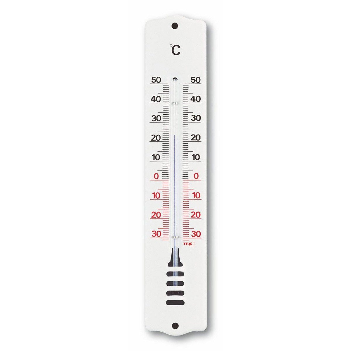 TFA Dostmann Raumthermometer Analoges Innen und Außen Thermometer aus Metall weiß, Hergestellt in Deutschland