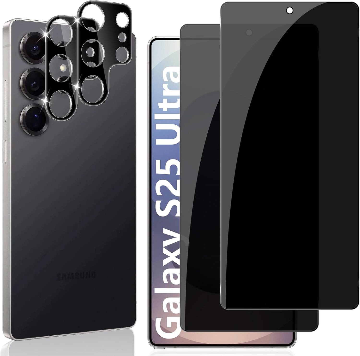 MSM Displayschutzglas 4in1 Schutzglas für Samsung Galaxy S25 Ultra Panzerfolie Blickschutz