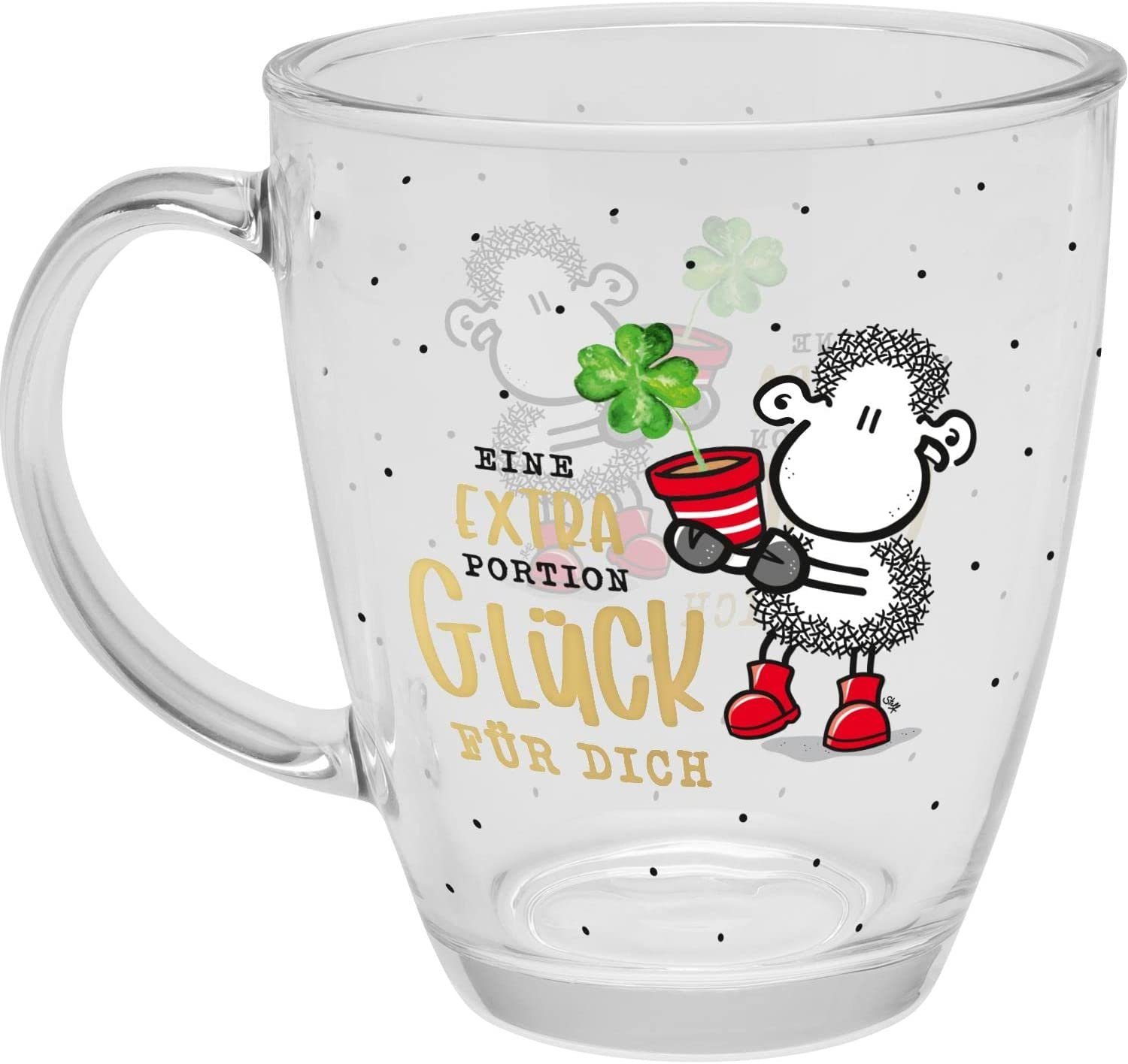 Sheepworld Tasse GlasTasse Kaffetasse Kaffeebecher Teetasse 350ml