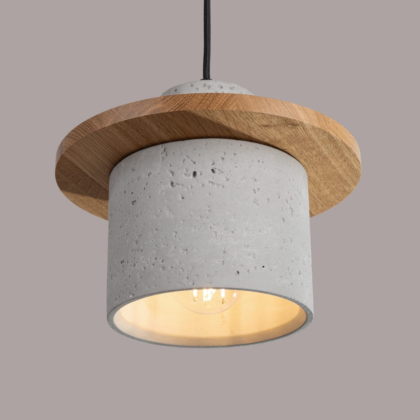 SOLLUX lighting Pendelleuchte Hängelampe MAB 1, ohne Leuchtmittel, einstellbare Höhe, LED E27, Beton/Holz
