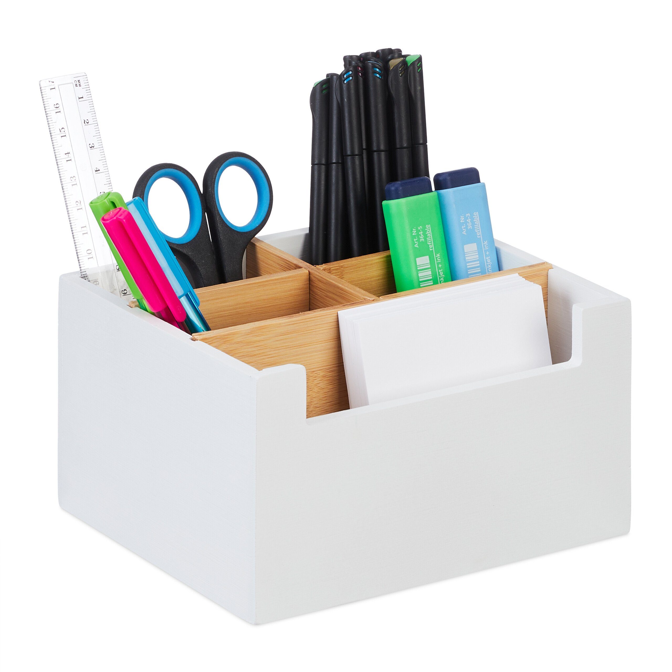 relaxdays Organizer Weißer Schreibtisch Organizer 5 Fächer