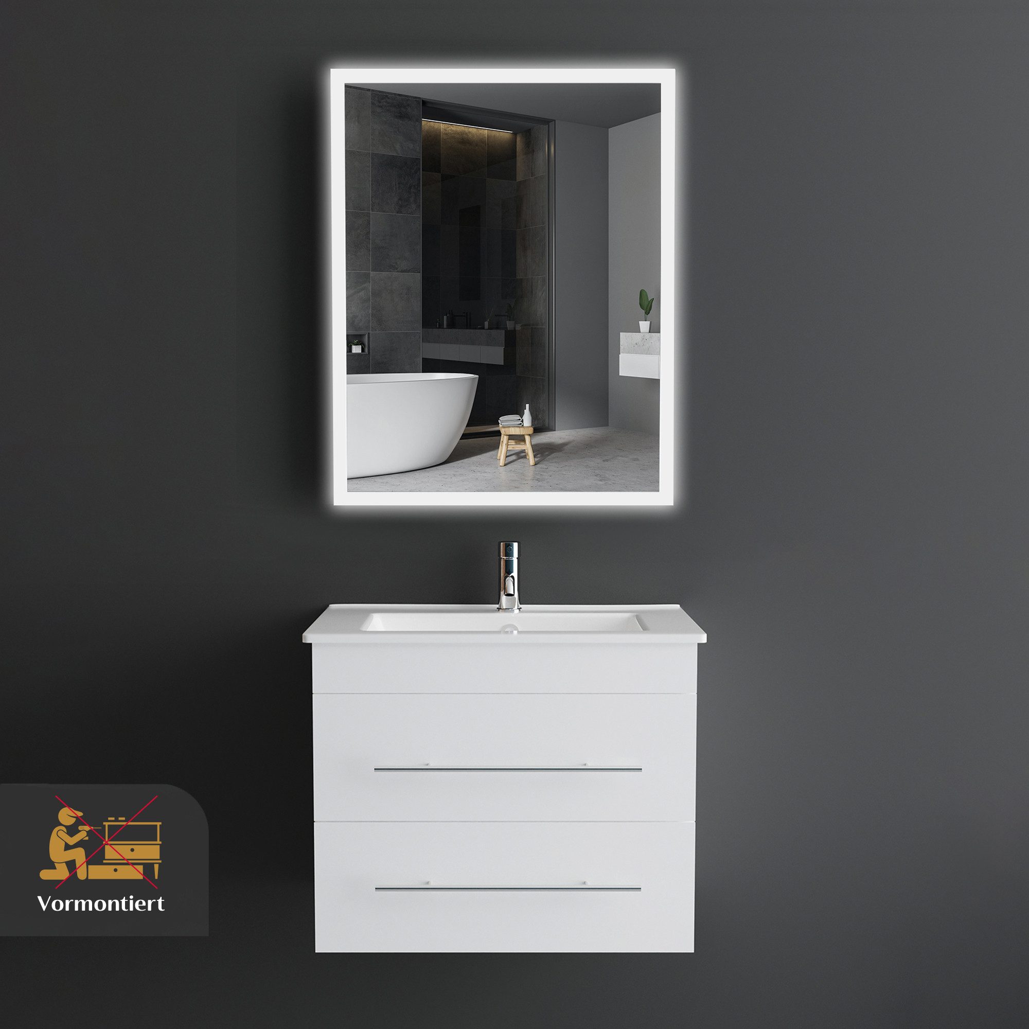 Alpenberger Badmöbel-Set Waschbecken mit Unterschrank - Waschbeckenuntersch günstig online kaufen