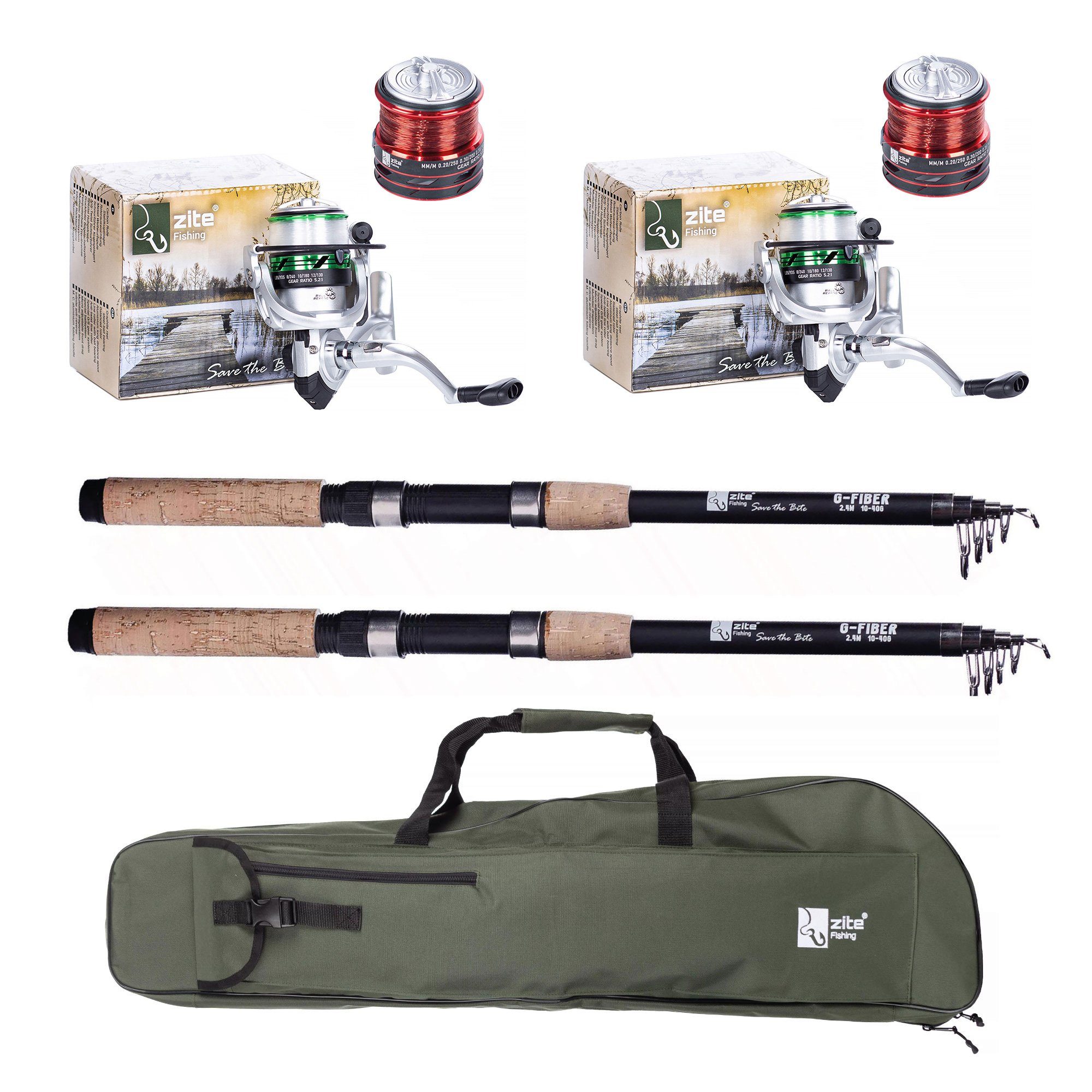 Zite Angelrutentasche 2 Teleskopruten & Angelrollen Set mit Rutentasche günstig online kaufen