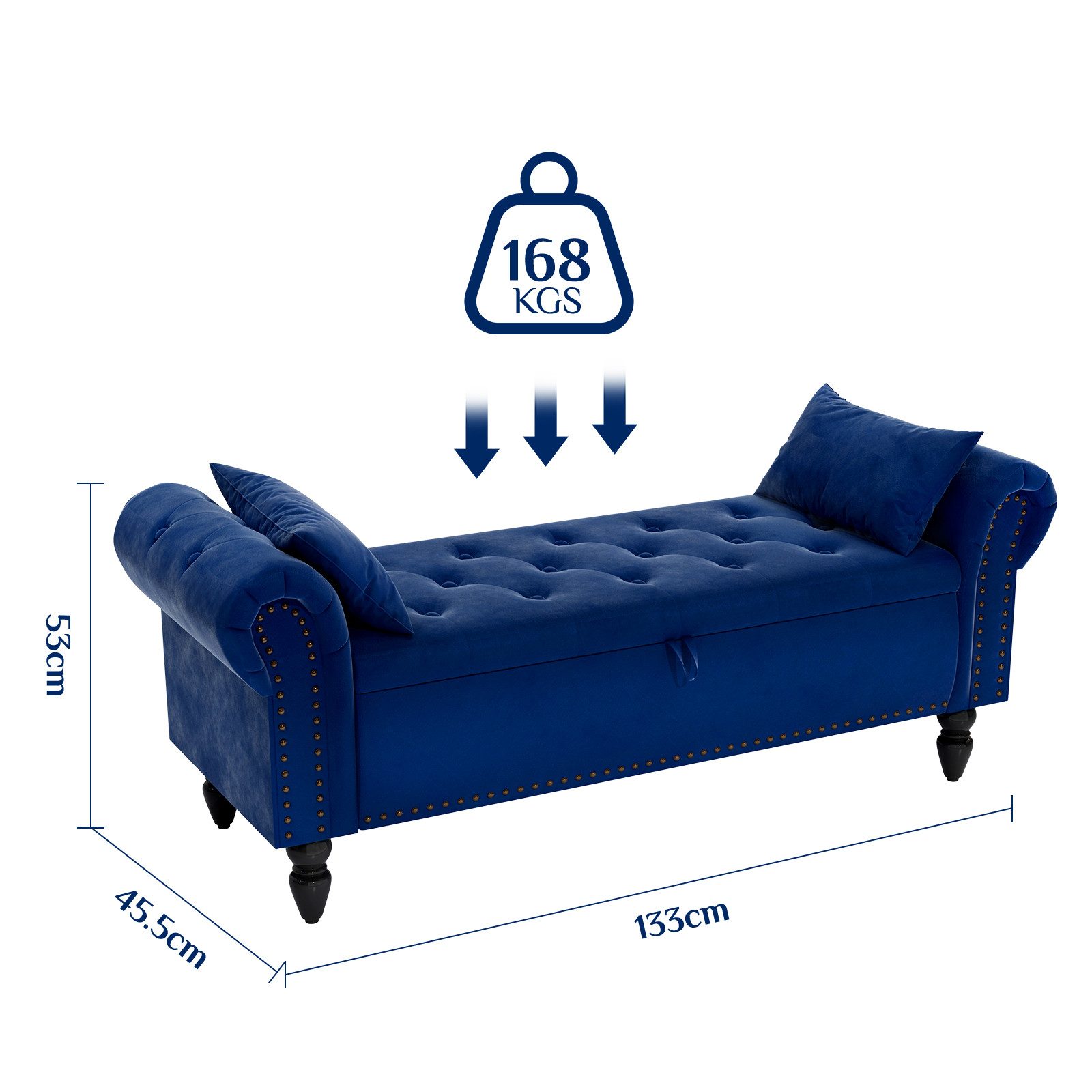 TLGREEN Bettbank Doppelter Hocker mit Stauraum, (Samt,Eleganz und Komfort mit Stauraum), Multifunktionsbank für Wohnzimmer,Schlafzimmer – Bild 5 von 5