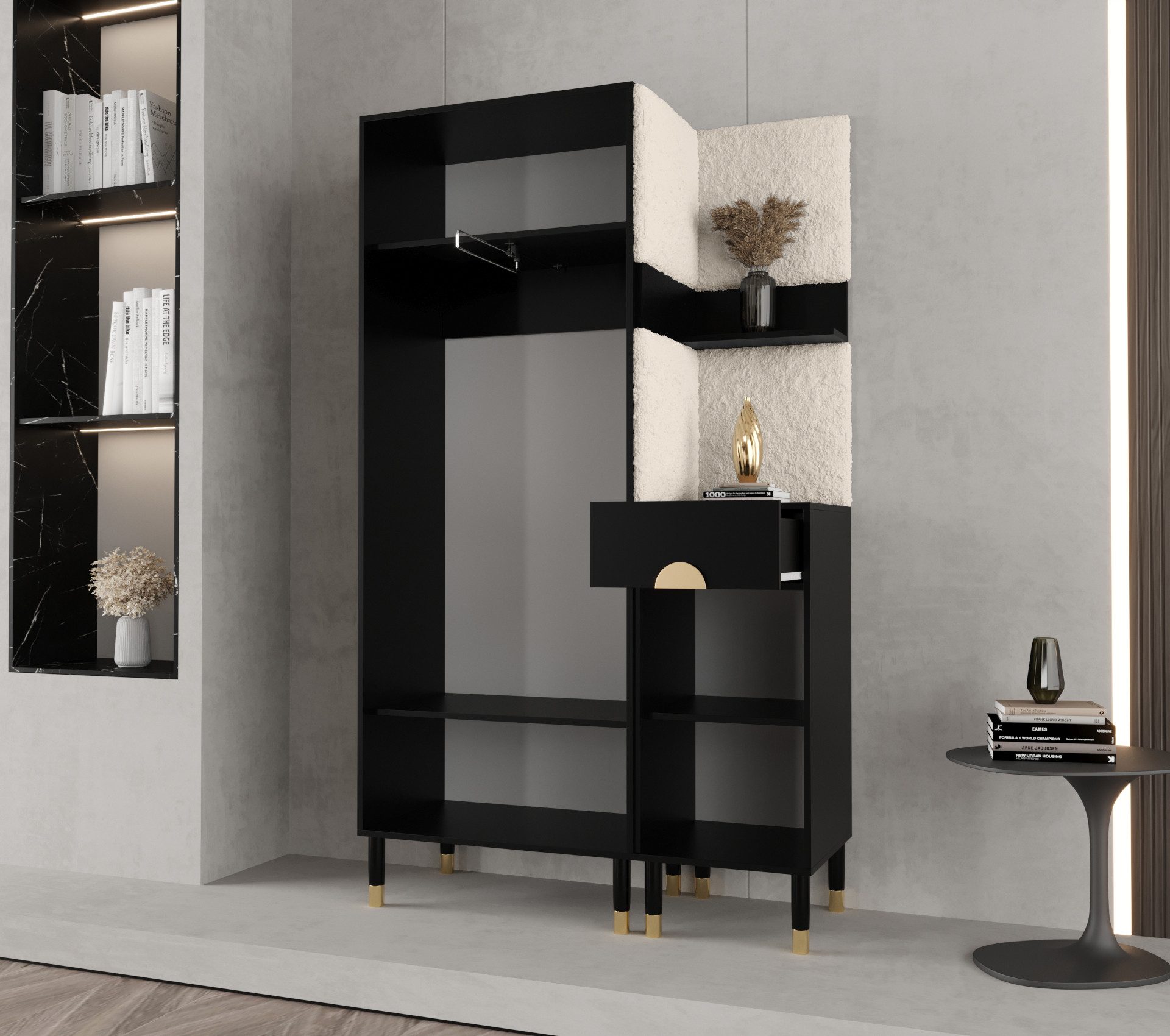 ABIKS MÖBEL Kompaktgarderobe PALERMO Set 6 Garderobe mit gepolsterten Paneelen, Industriell Design