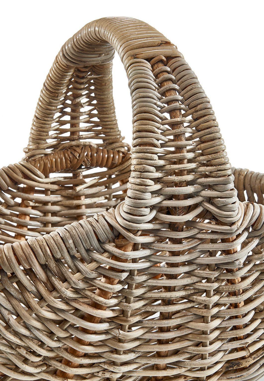 Kobolo Einkaufskorb Tragekorb Korb geflochten GIULIA mit Henkel Rattan kubu grey, Picknickkorb Flechtkorb Autokorb Shopper – Bild 5 von 5