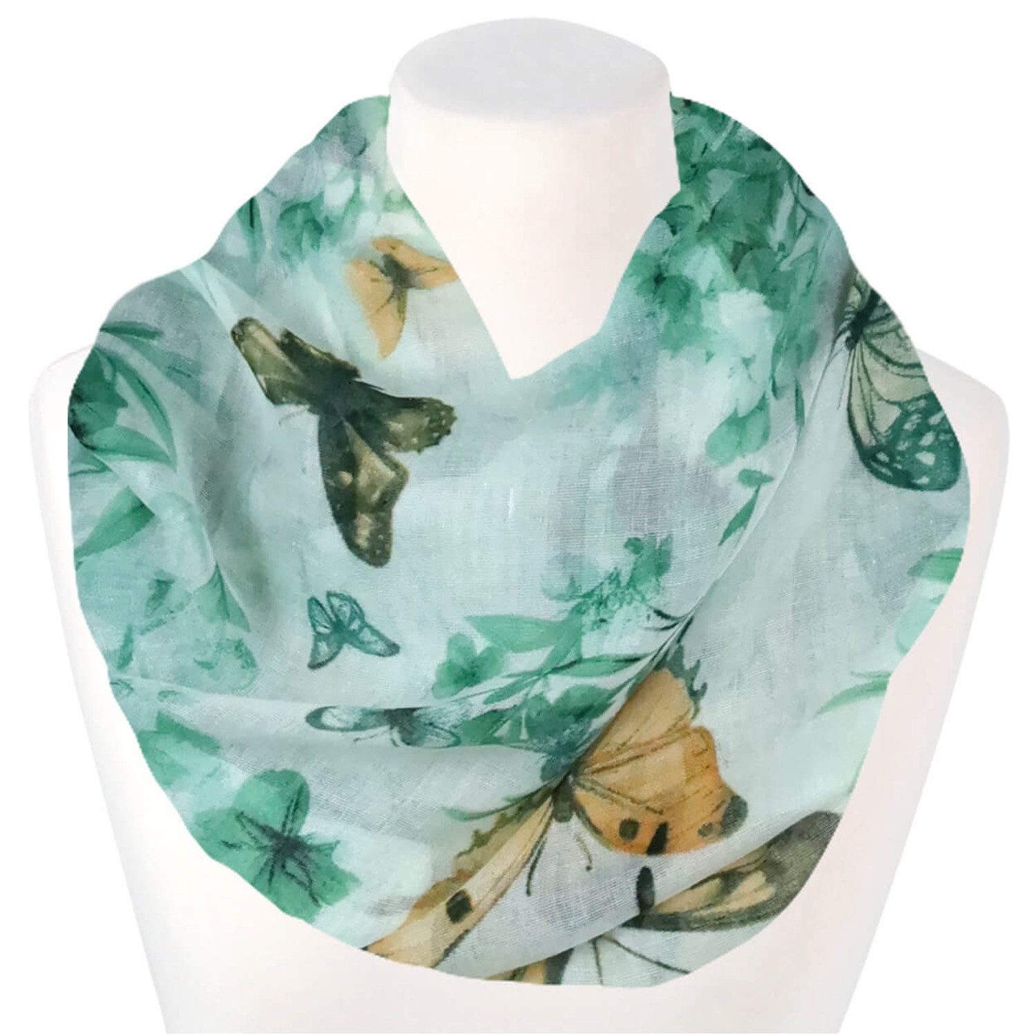 chic4home Loop Voyage Vibes, (1-St. 1-teilig), Damen Loop-Schal Schlauchschal Schmetterling Muster