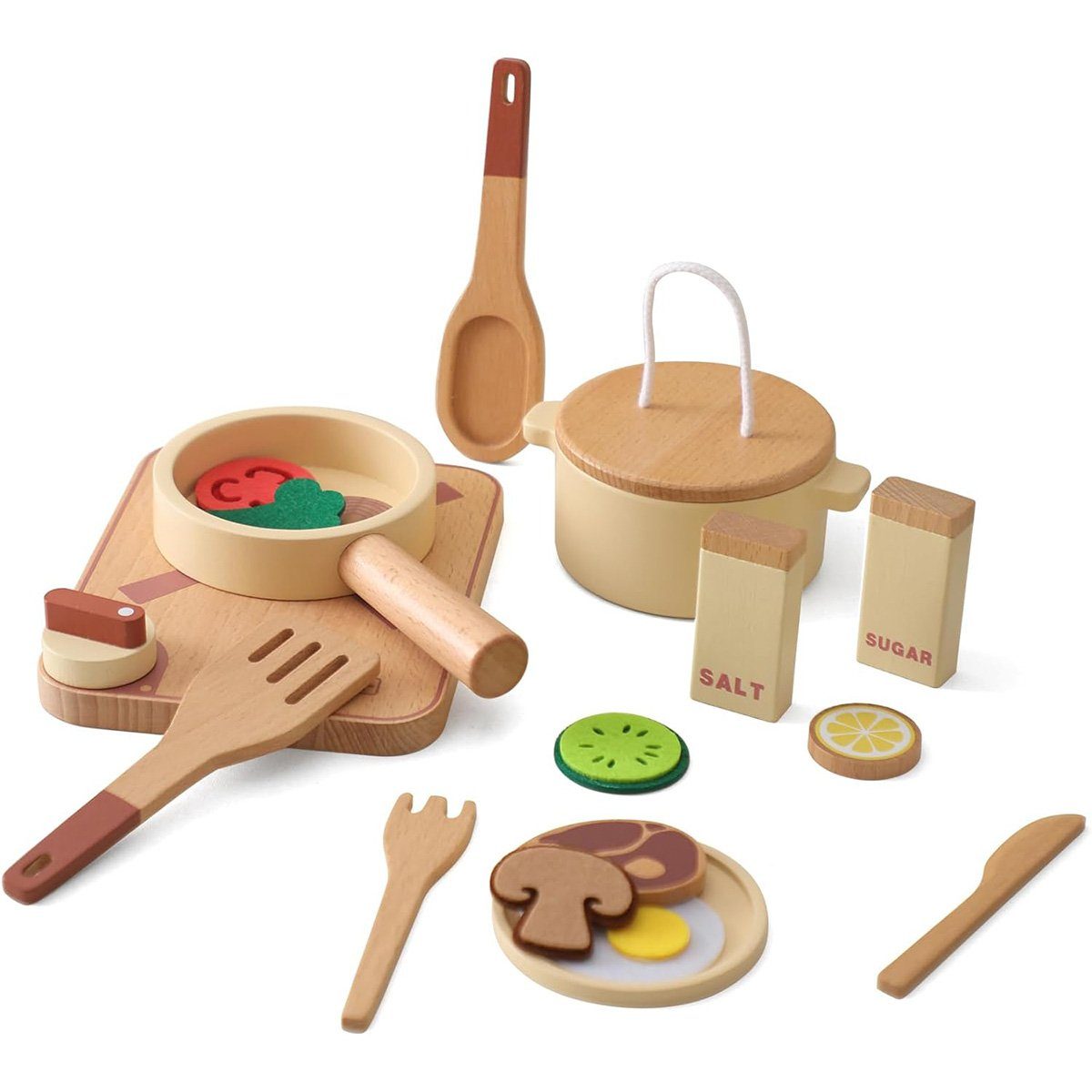 yozhiqu Kinder-Küchenset Kinderküchenset, Spielküchenzubehör aus Holz, (1-tlg), Montessori-Kinderspielzeug-Geschenkset für Kinder