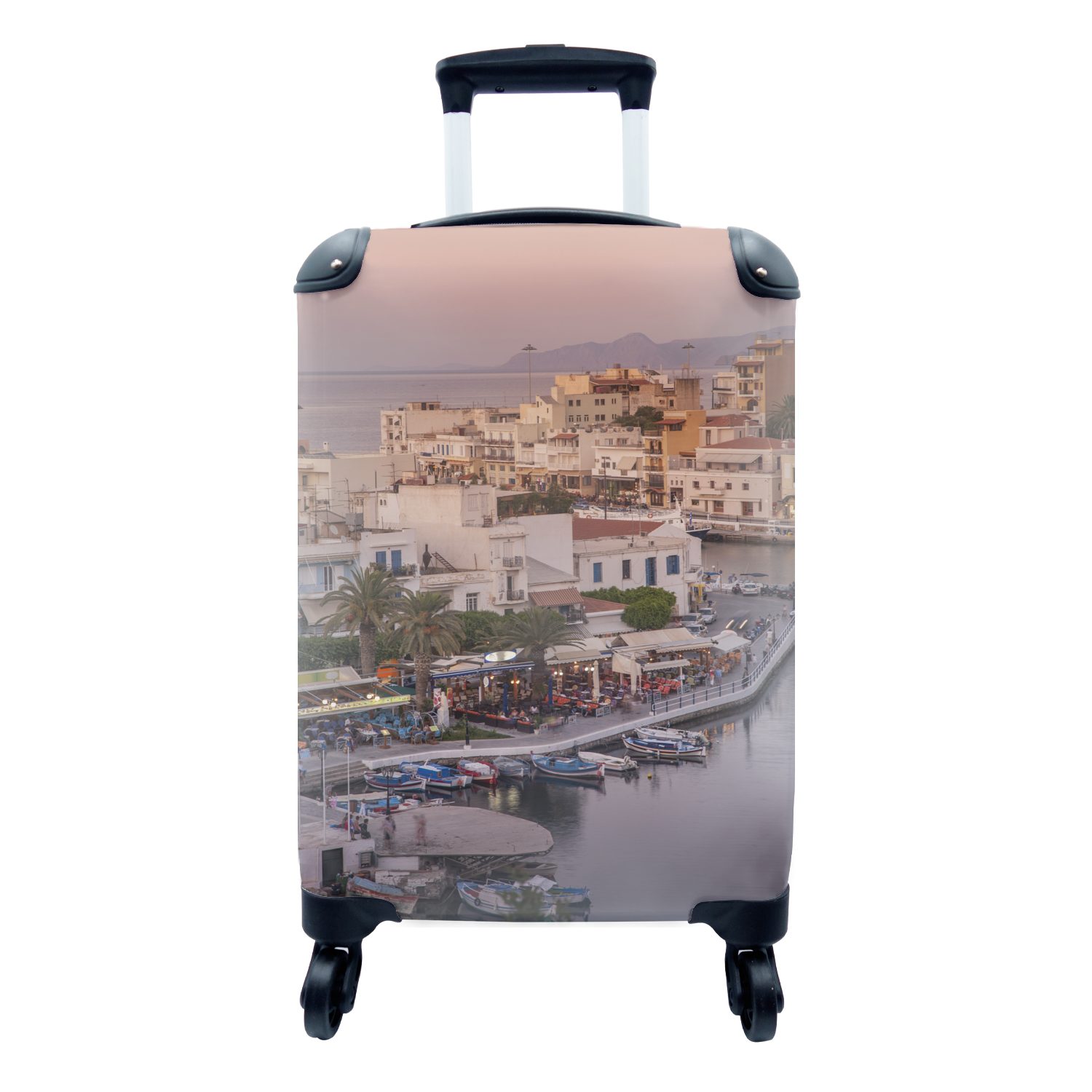 MuchoWow Handgepäckkoffer Kreta - Boote - Griechenland, 4 Rollen, Reisetasche mit rollen, Handgepäck für Ferien, Trolley, Reisekoffer