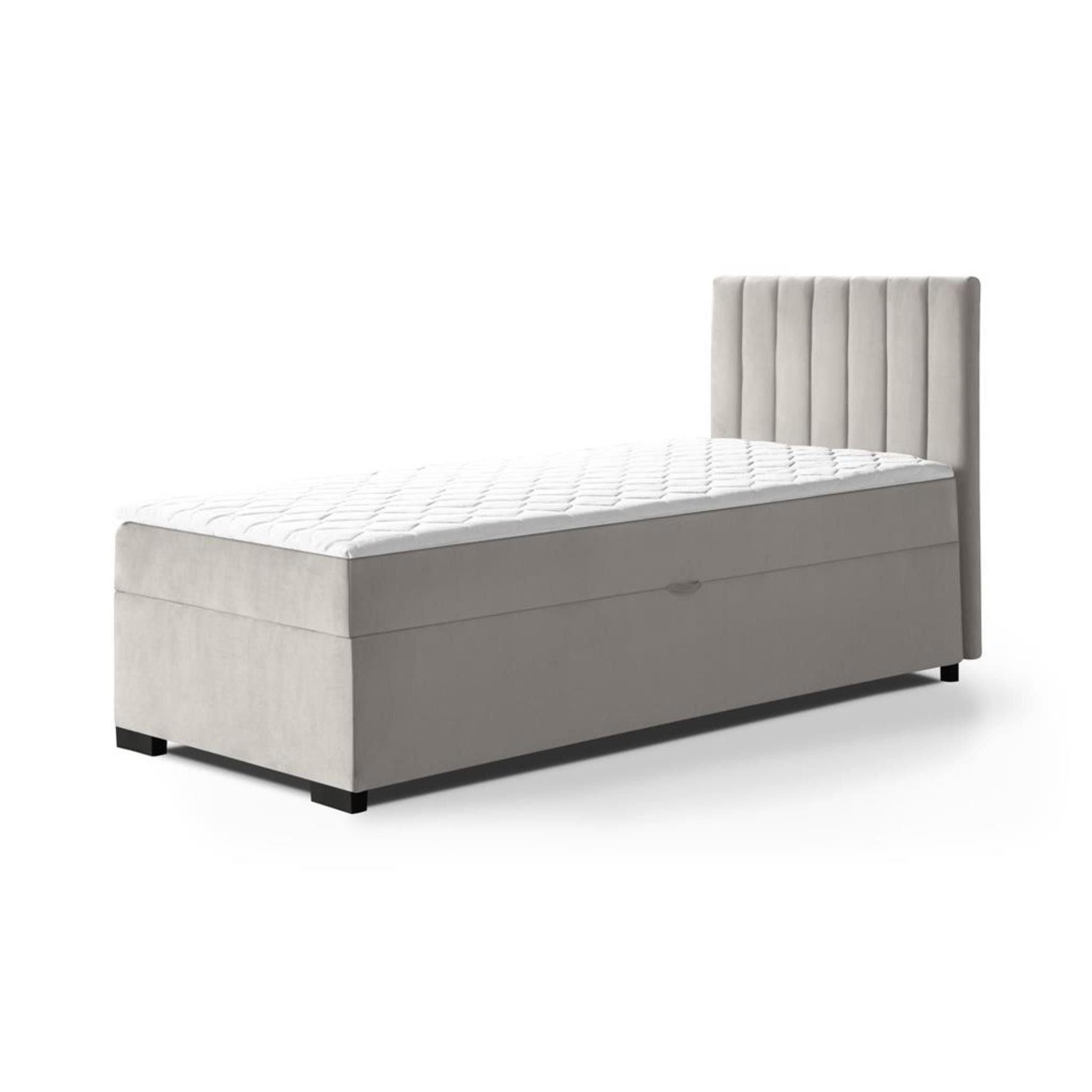 Bett, Einzelbett Federkernmatratze, im 232) Boxspring Boxspringbett modernes 90 (kleines Stil, Beige Eric Topper, Bettkasten), inkl. (mono cm Beautysofa