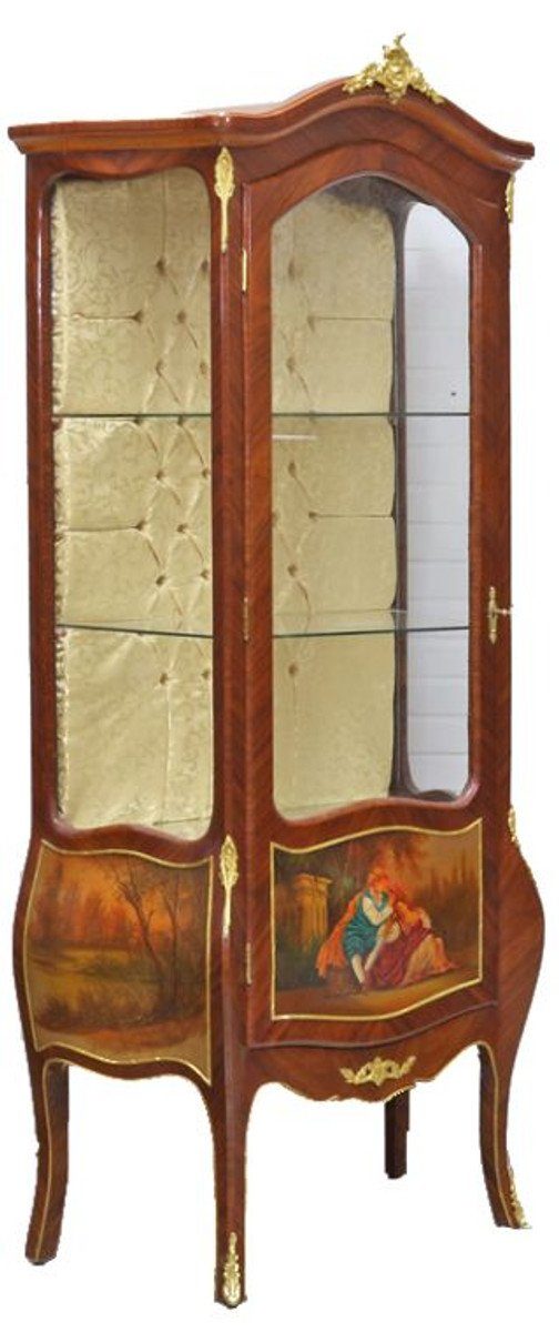 85 cm, Barock Vitrinenschrank Padrino Vitrine Model Gold Mahagoni Wohnzimmerschrank / B cm - H Casa 190 Braun - Vitrine
