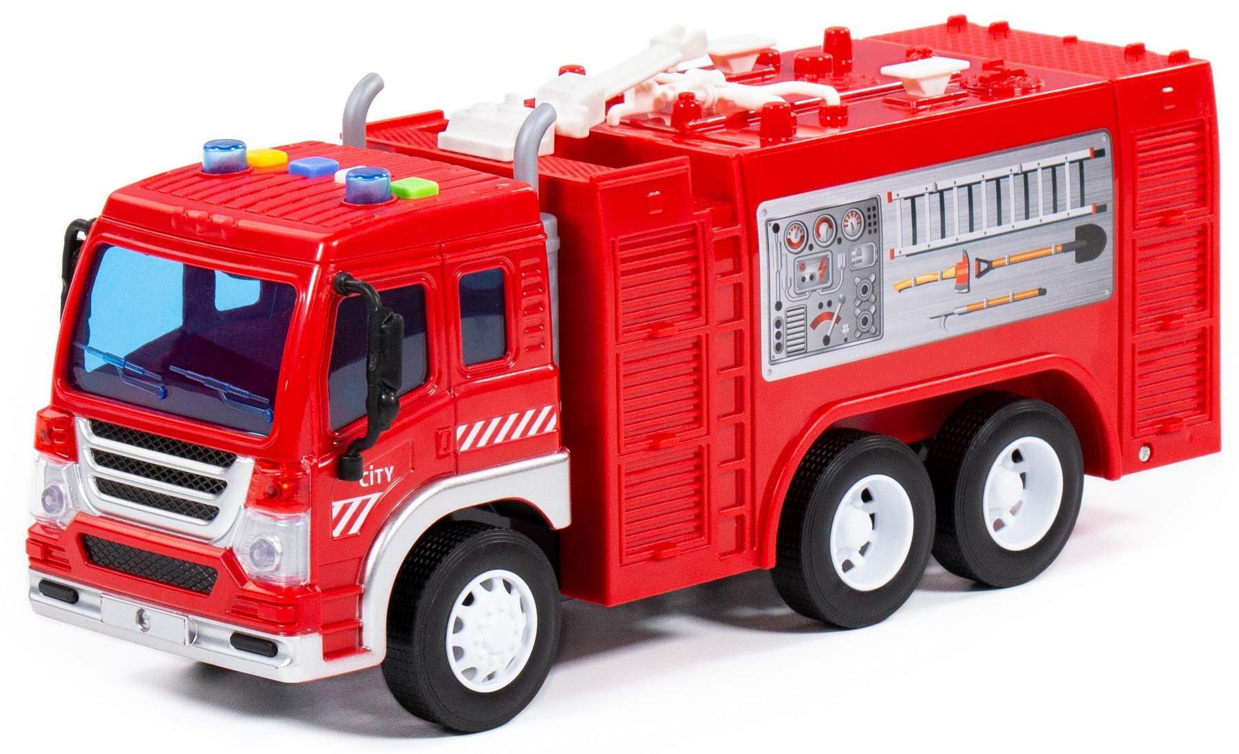 Polesie Spielzeug-Feuerwehr Löschfahrzeug LKW CITY Schwungrad Licht Sound