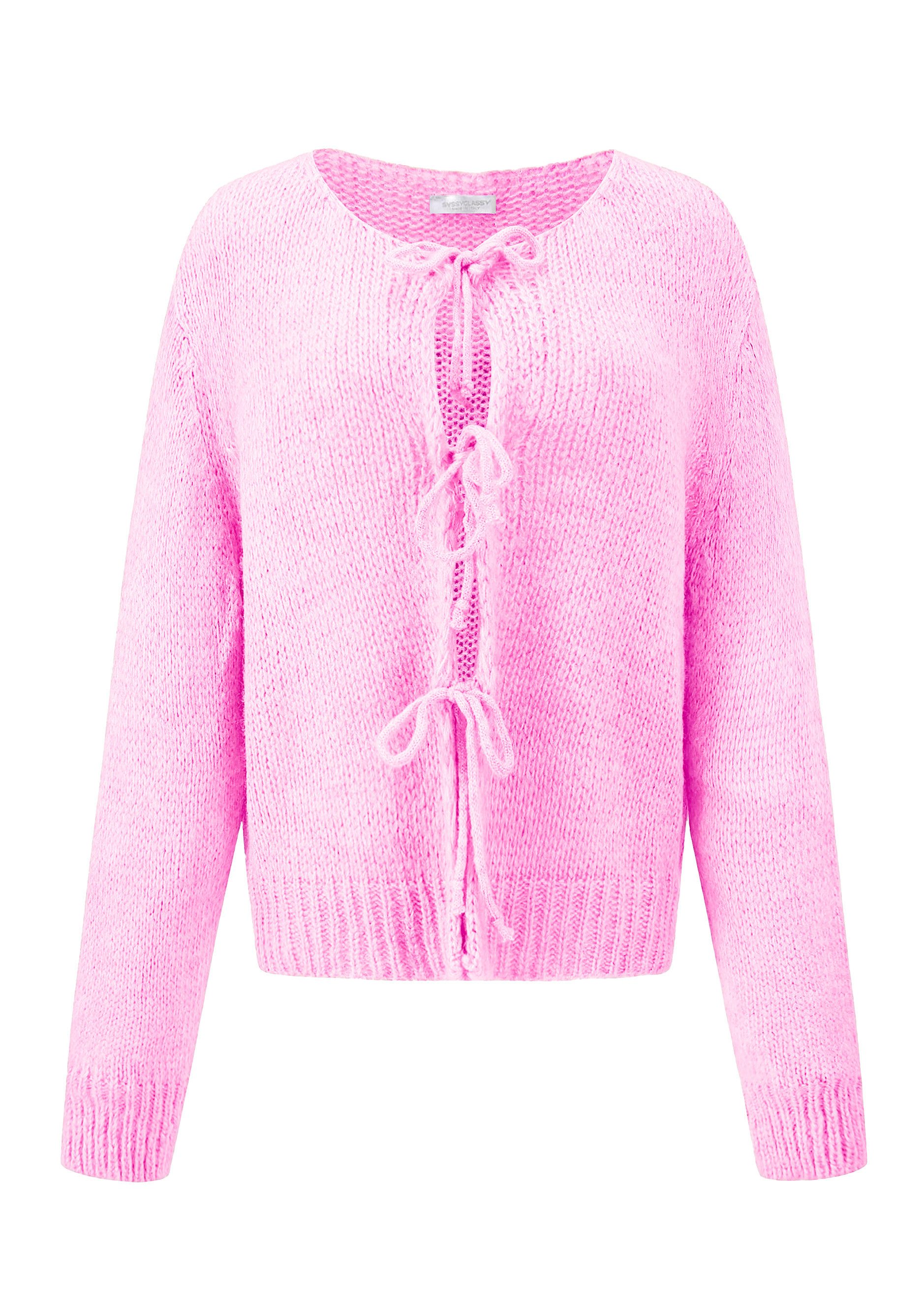 SASSYCLASSY Cardigan Oversize Strickjacke Damen mit Schleifen Elegant Lässi günstig online kaufen