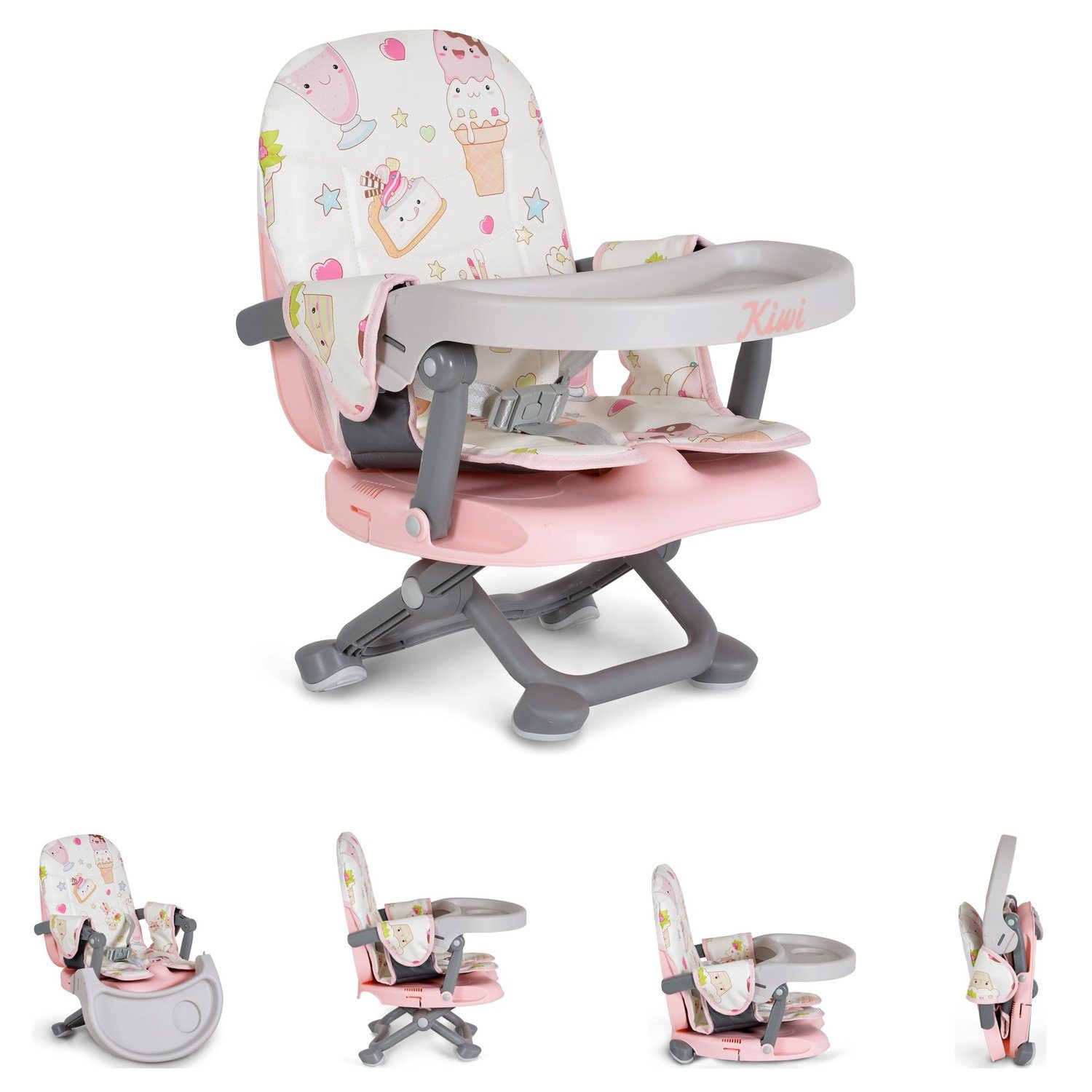 Moni Stuhl Kinderstuhl Kiwi, Kinder Stuhl-, Sitzerhöhung, Boostersitz, Tisch, klappbar rosa Kuchen | Stühle