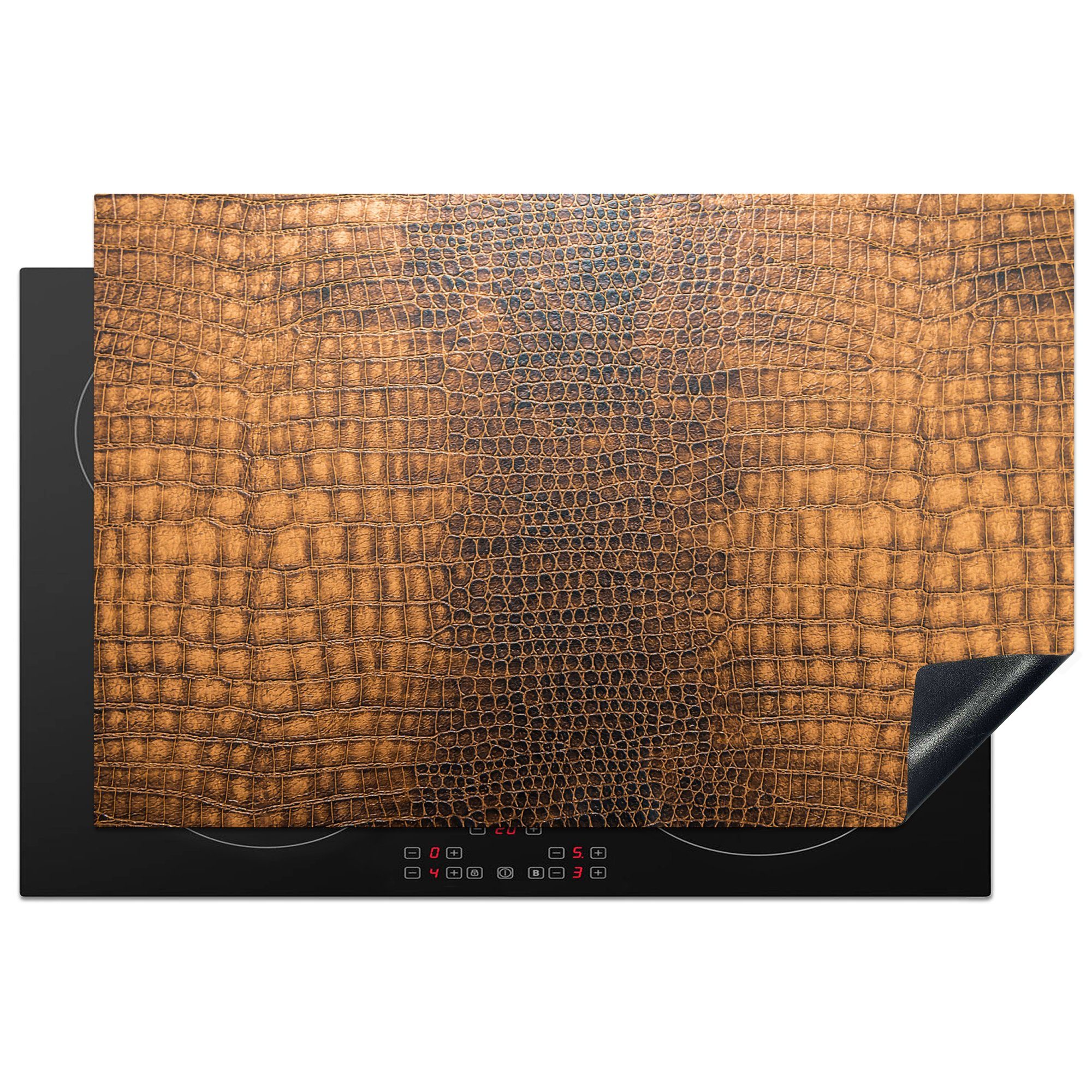 MuchoWow Herdblende-/Abdeckplatte Induktionsschutz - Leder - Textur - Tierhaut, Vinyl, (1 tlg), 81x52 cm, Induktionskochfeld Schutz für die küche, Ceranfeldabdeckung