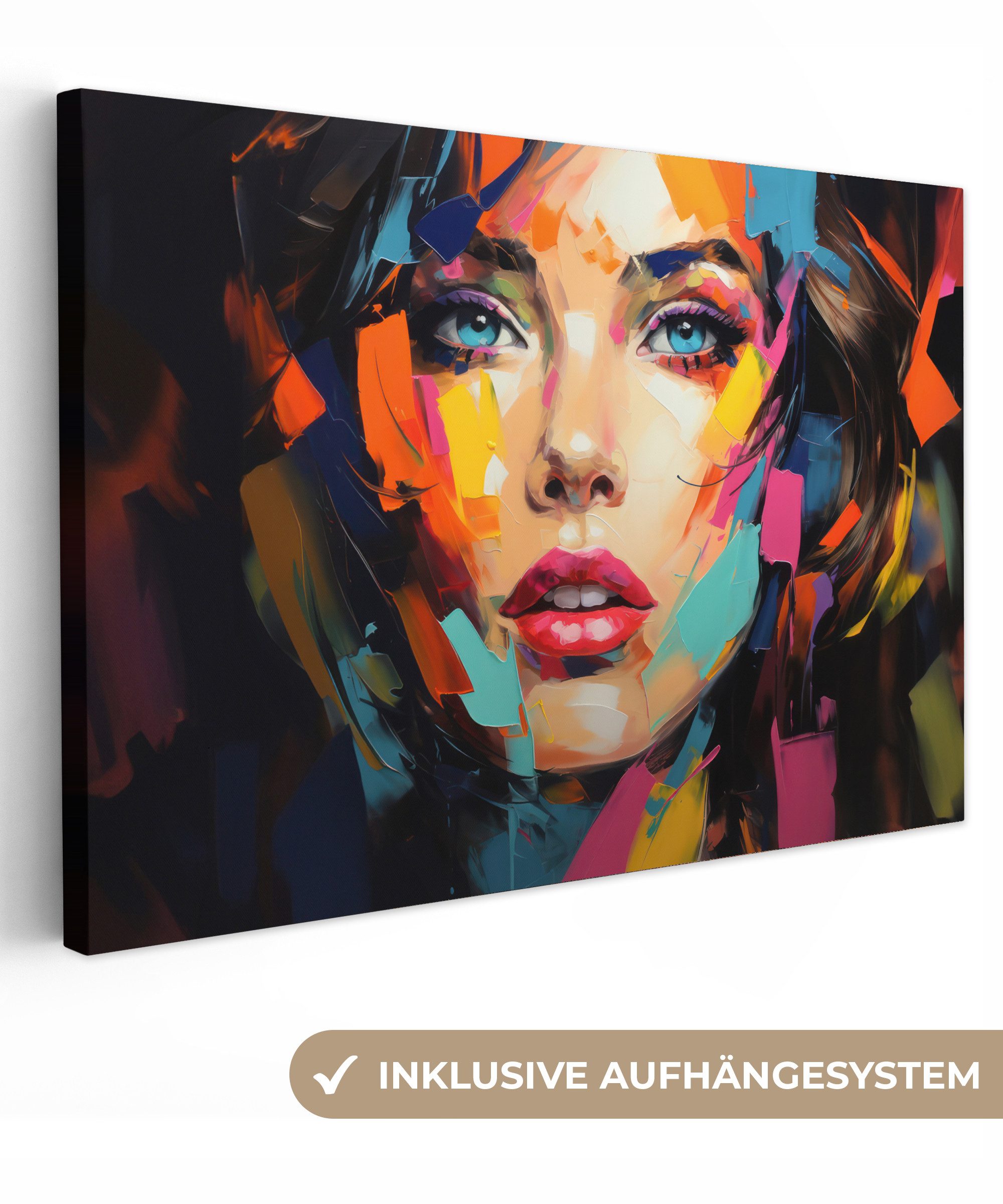 OneMillionCanvasses® Leinwandbild Frau - Porträt - Farbenfroh - Kunst, Foto günstig online kaufen