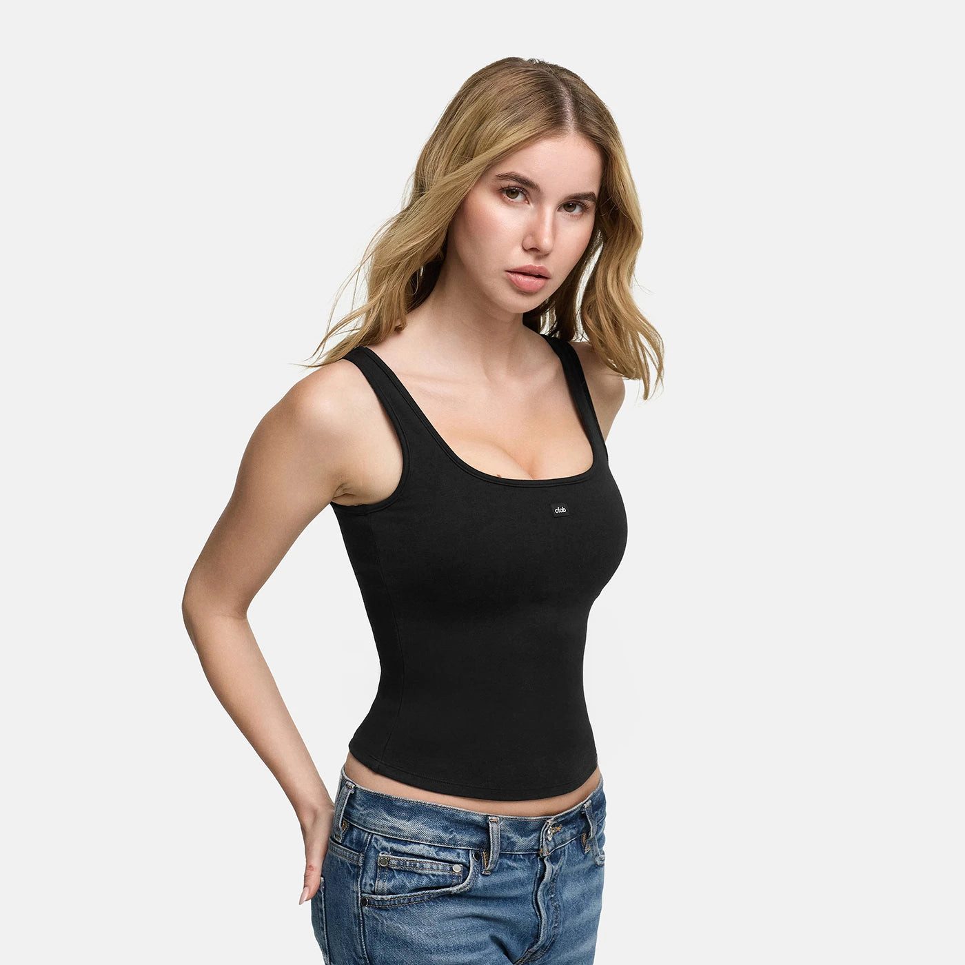 cfab by creamy fabrics BH-Hemd Cotton Tank with Built-In Push-Up Bra-Schwar günstig online kaufen