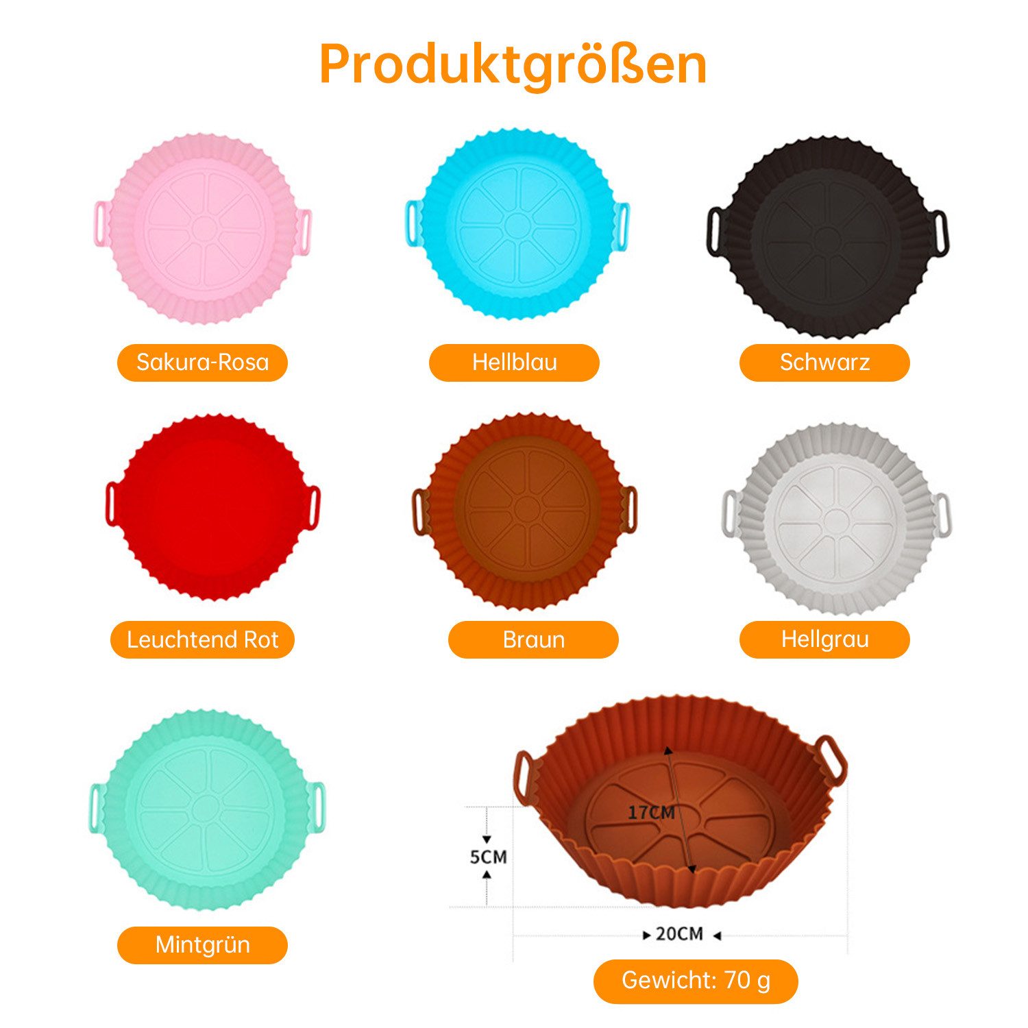 HEYHIPPO Silikonform Airfryer Zubehör 7er Set Silikon, antihaft & wiederverwendbar, (Set 7-tlg), Lebensmittelechtes Silikon-Backblech,hitzebeständig,ölbeständig – Bild 3 von 5