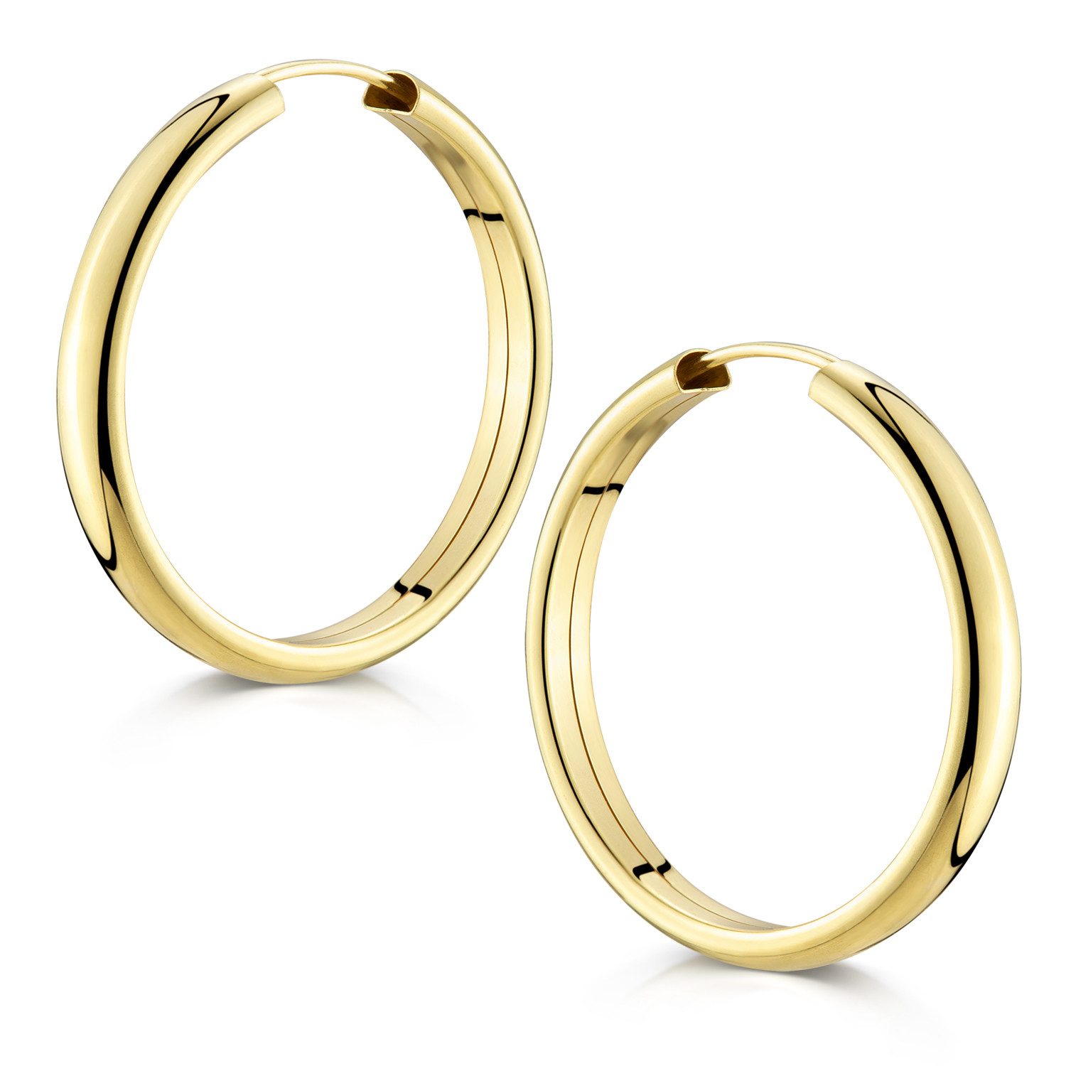 Materia Paar Creolen Damen Ohrringe Gold breit Ø30mm SO-81, Sterlingsilber, vergoldet