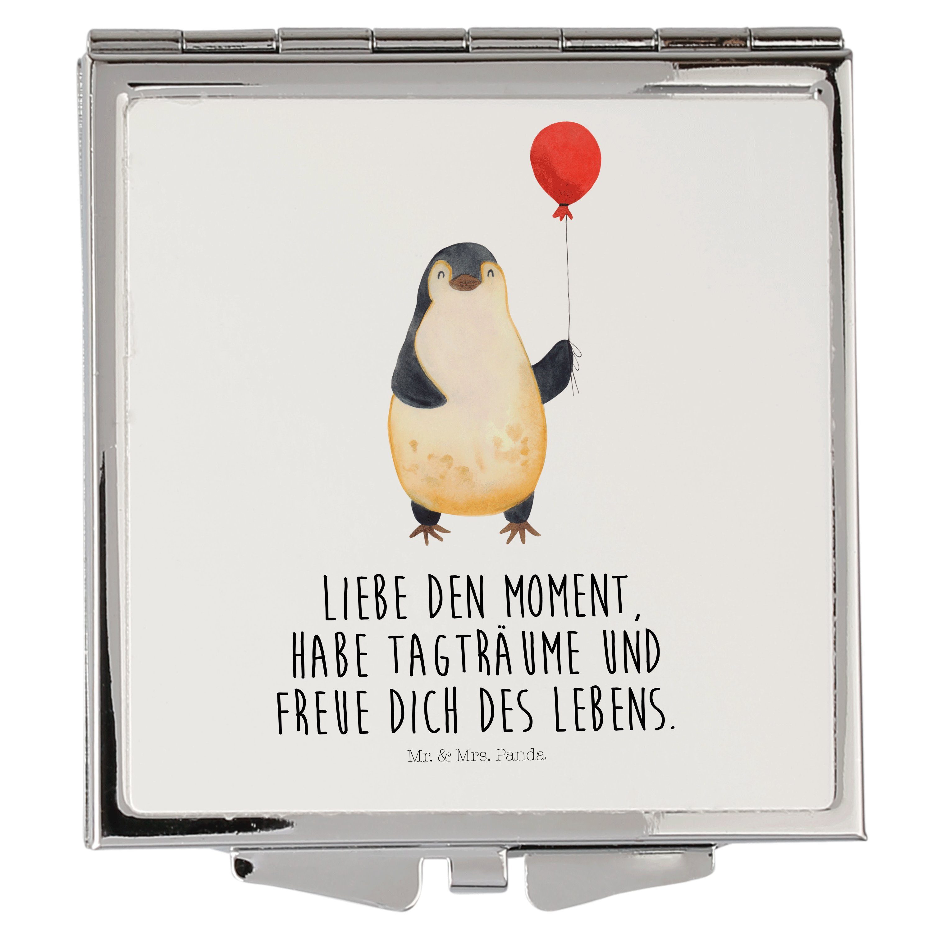 Mr. & Mrs. Panda Kosmetikspiegel Pinguin Luftballon - Weiß - Geschenk, Geschenkidee, Kind, Glück, Kirm (1-St)