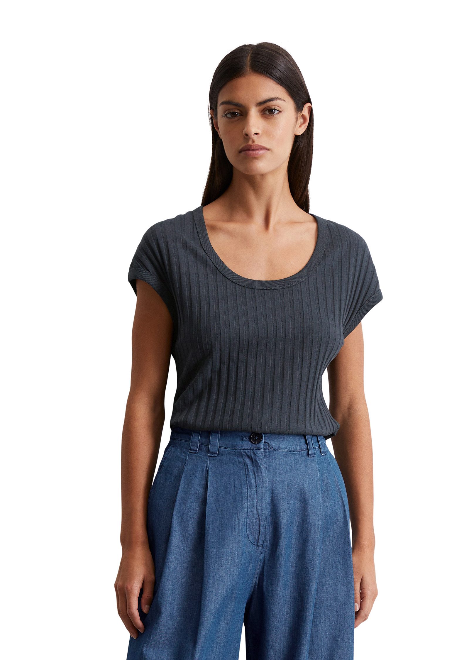 Marc O'Polo T-Shirt luftiges Strickgewebemuster, slim fit günstig online kaufen