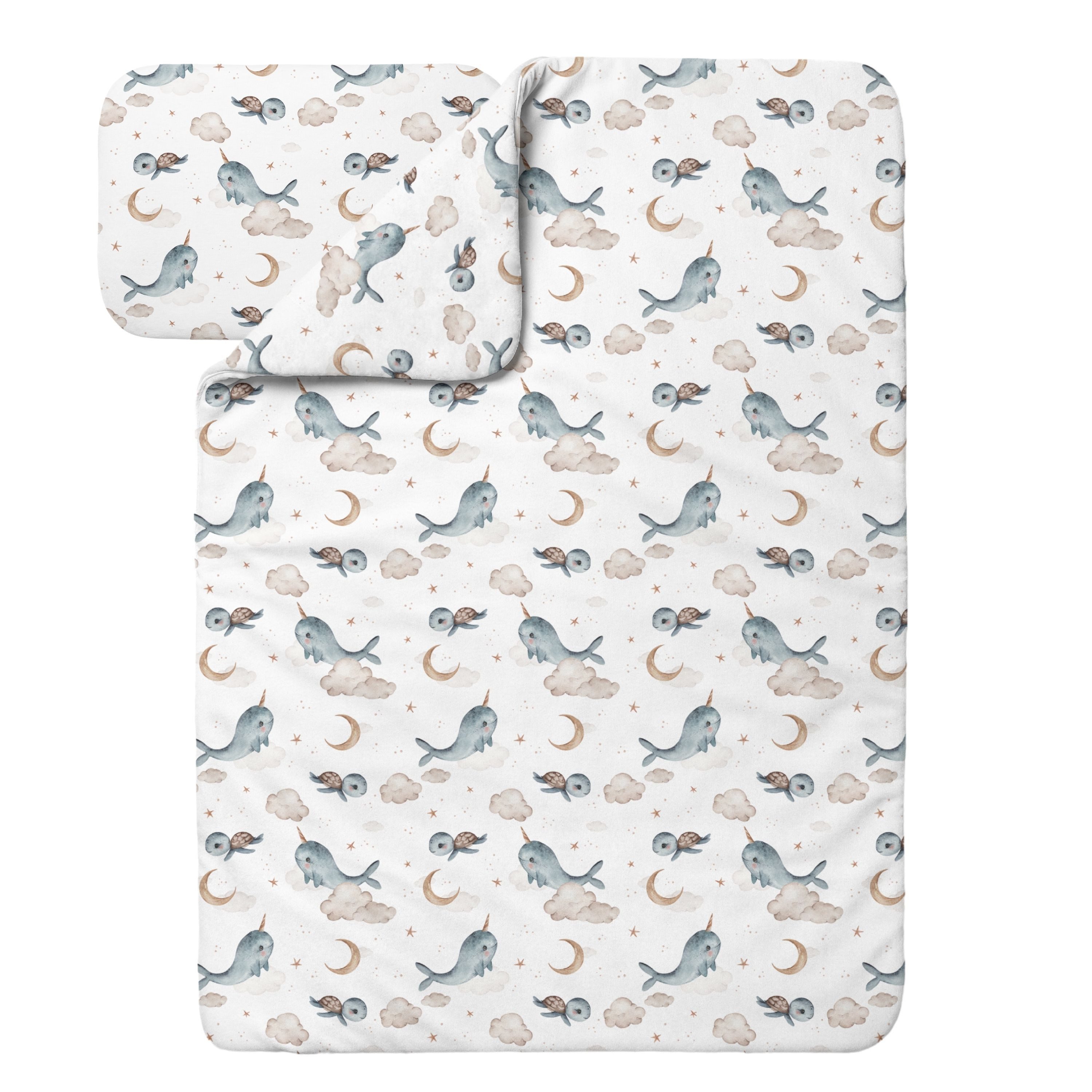 Waldin Babybettwäsche Baby Decke und Kissen Set ohne Bezug, Hypoallergen, 100% Bambus, 2 teilig, Hypoallergen