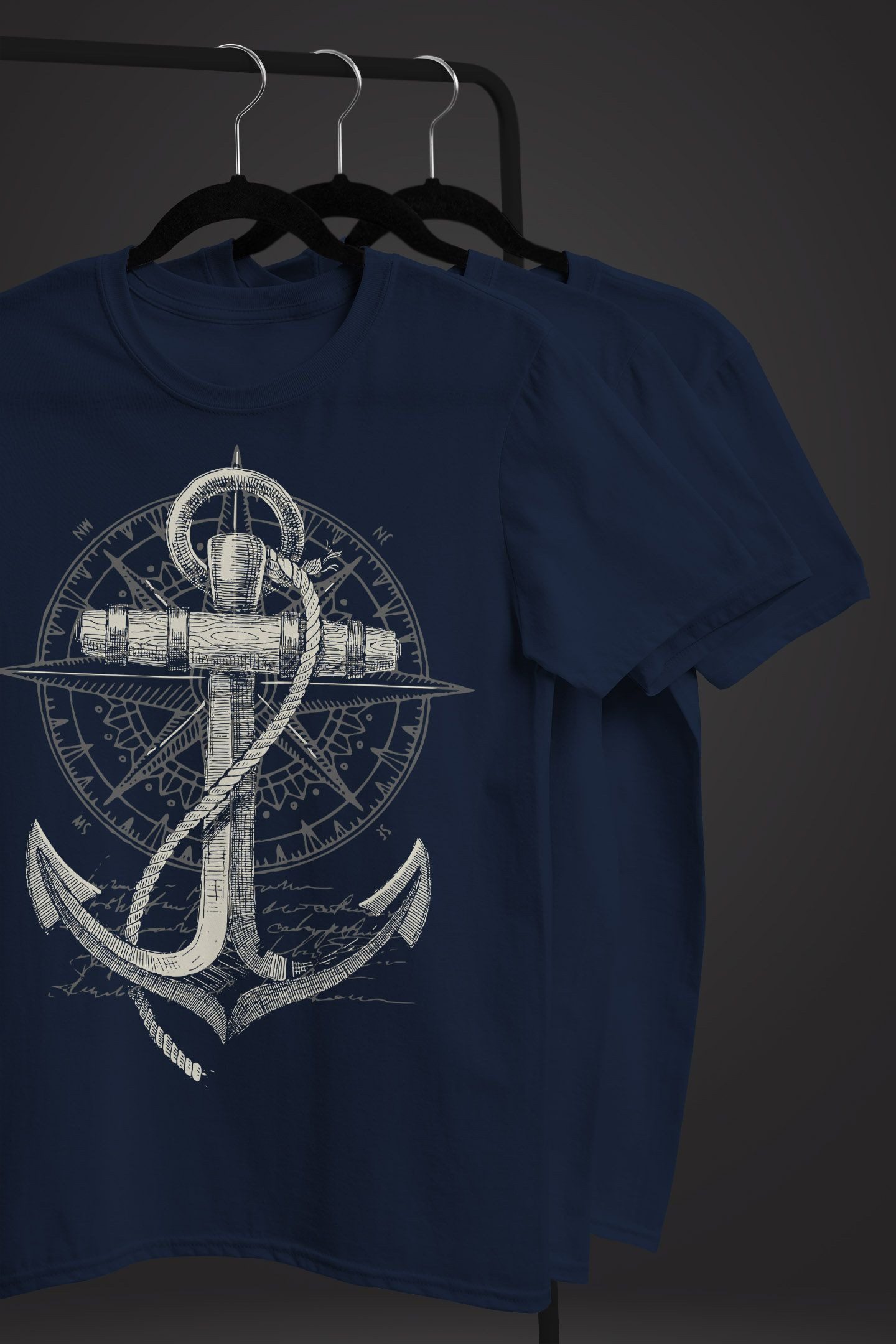 Neverless Print-Shirt Neverless® Herren T-Shirt Print Aufdruck Anker Kompass Motiv Maritim mit Print