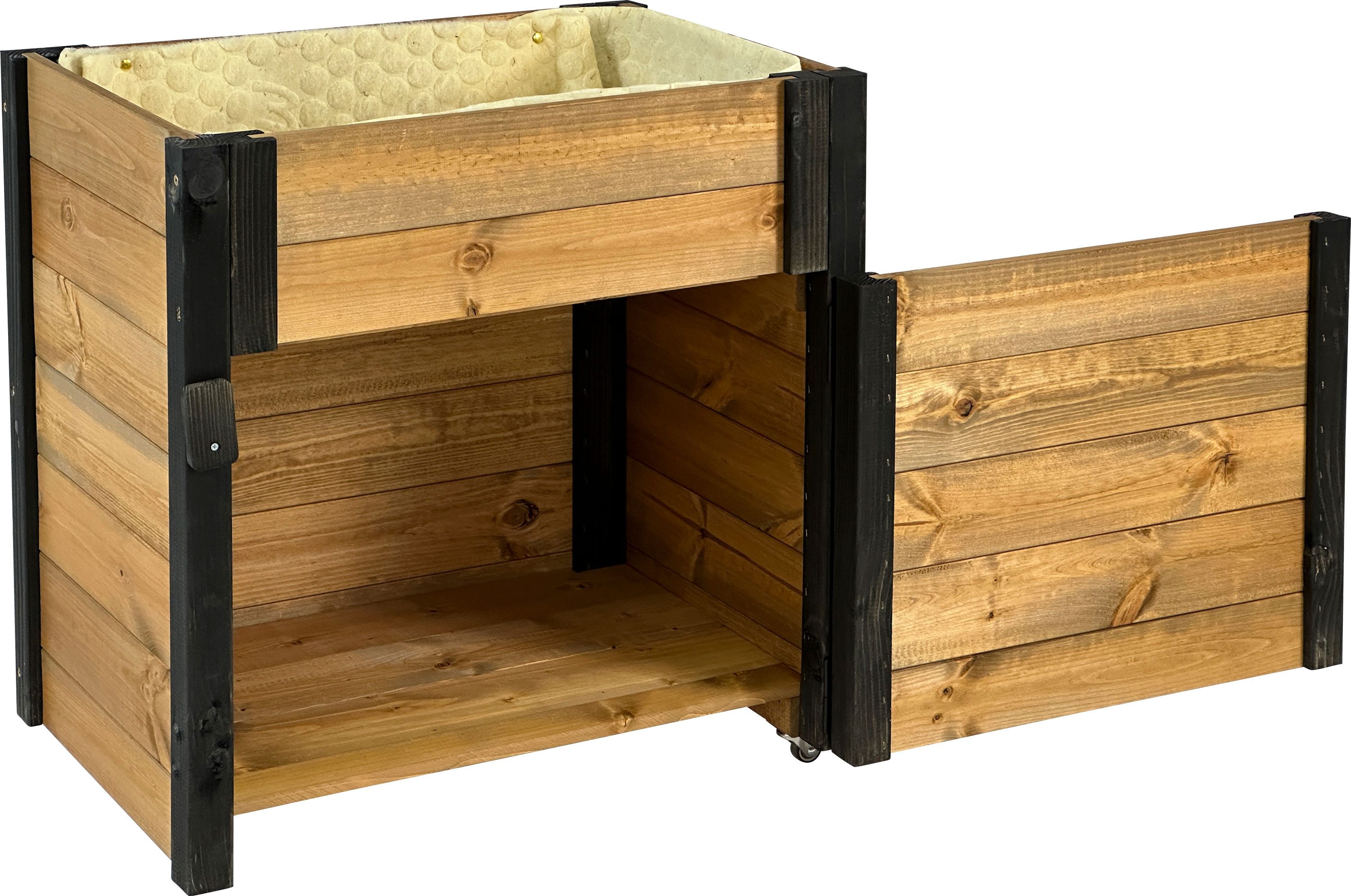 dobar green label Hochbeet rollbar, mit Staufach, inkl. Schafswolle, Gr. M, Maße: ca. 60 x 40 x 62 cm bei einem Gewicht von ca. 11,20 kg