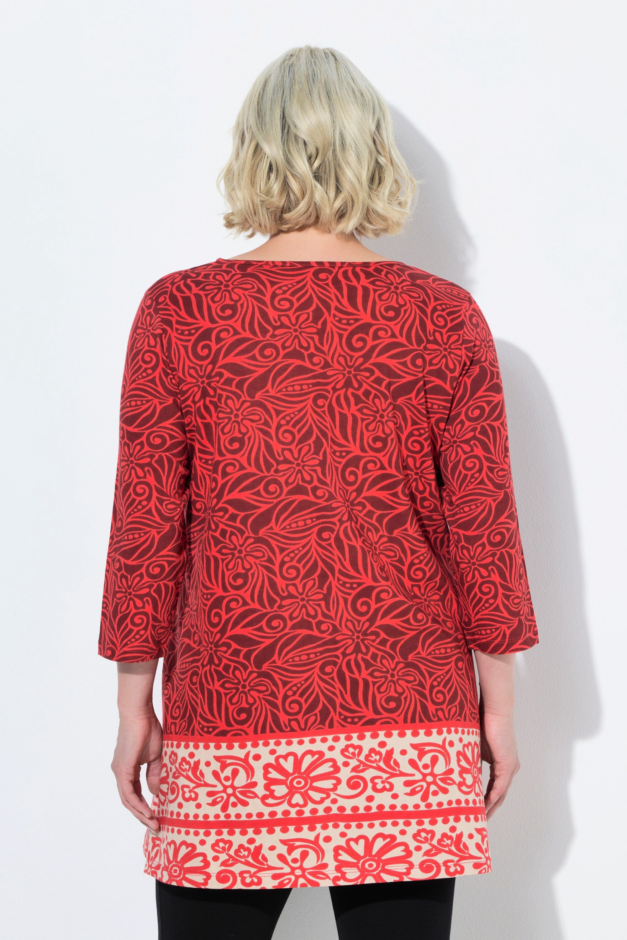 Ulla Popken Longshirt Longshirt A-Linie Rundhalsausschnitt 3/4-Arm