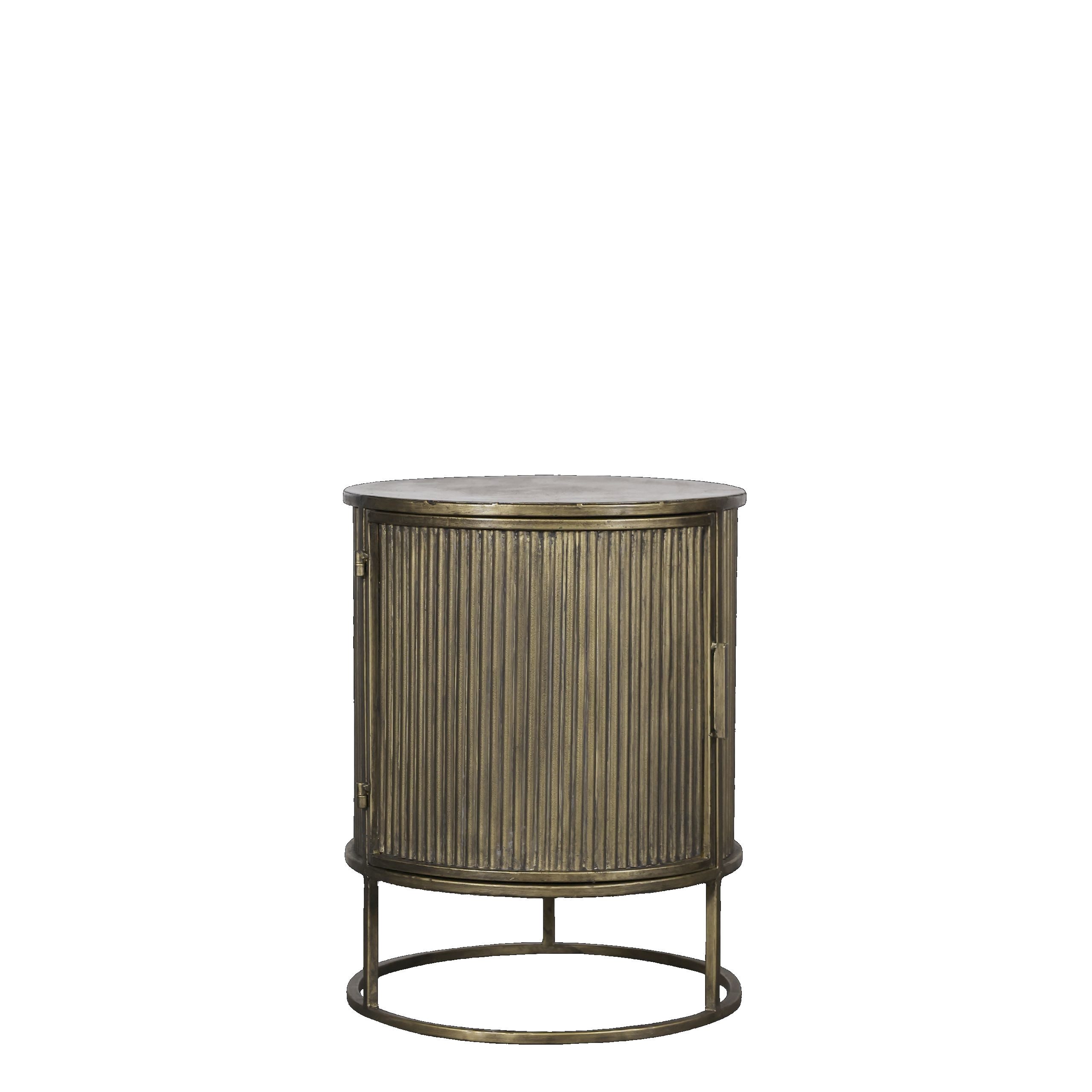 Chic Antique Beistelltisch Vintage Nachttisch Remi Rillenoptik Metall