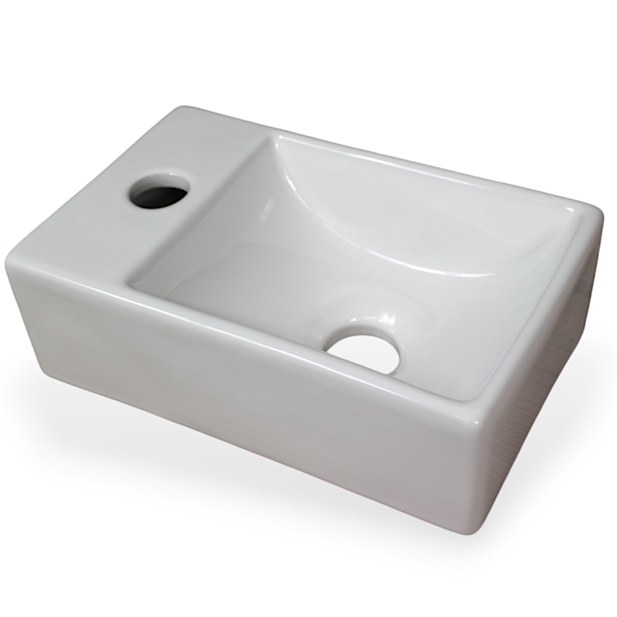 Arnusa Waschbecken Handwaschbecken Gäste WC 29,5 x 18,5 cm Aufsatzwaschbecken, auch als Wandwaschbecken verwendbar