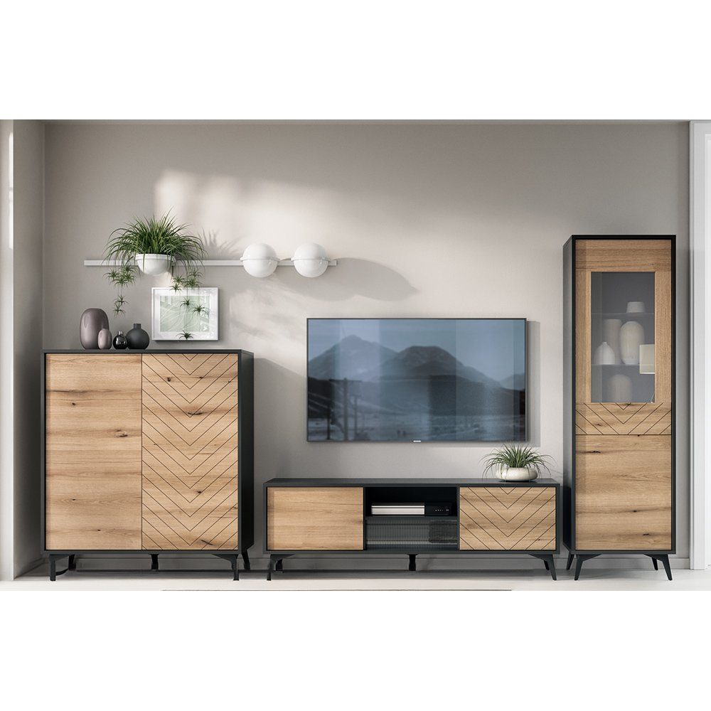 Lomadox Wohnwand DALE-160, (3-St), Schrankwand Anbauwand günstig online kaufen