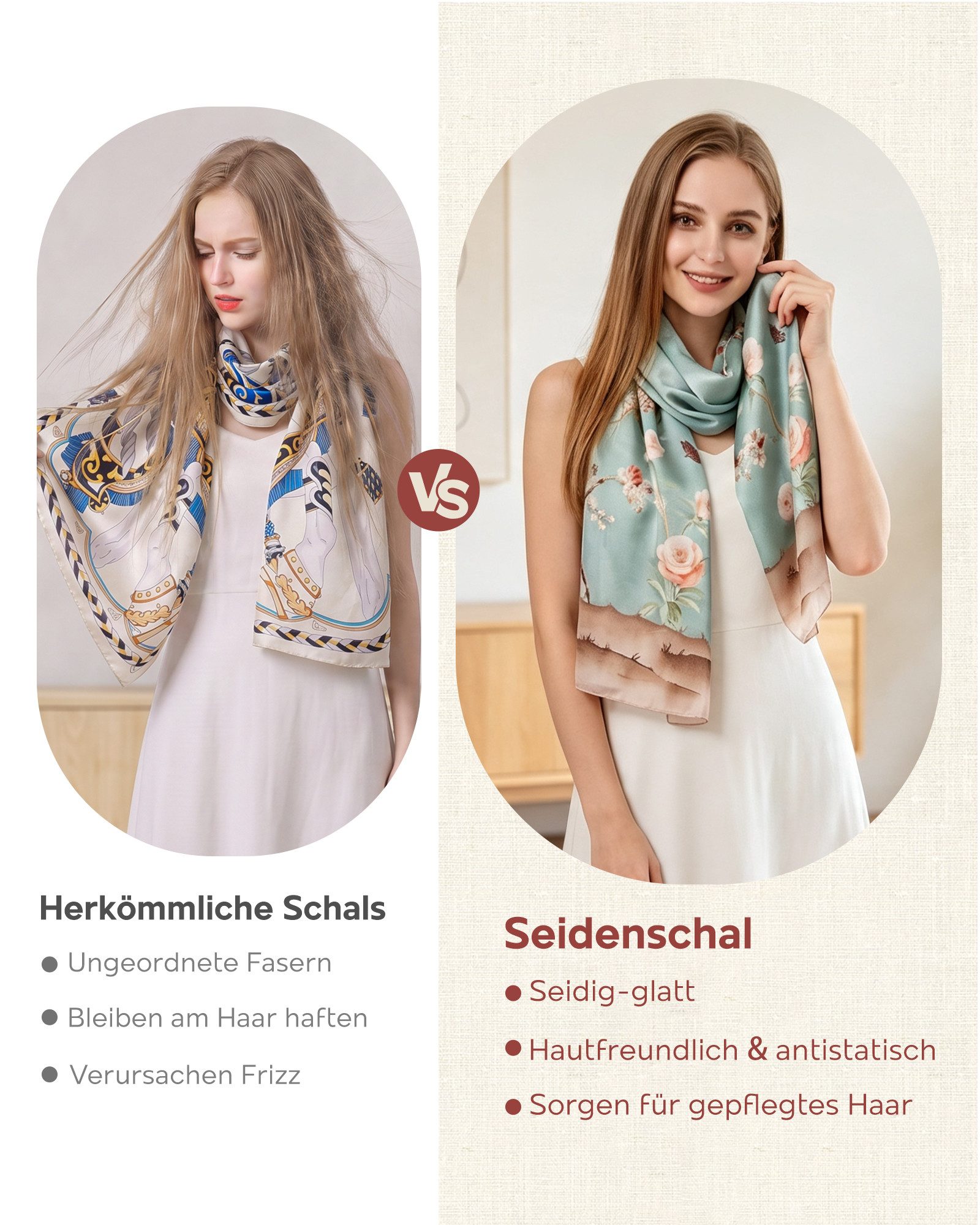 STORY OF SHANGHAI Seidenschal Damen 100% Seide, leichter weicher Satin, 55 × 175 cm, (1-St), leichter weicher Damenschal aus Satin – Bild 4 von 5
