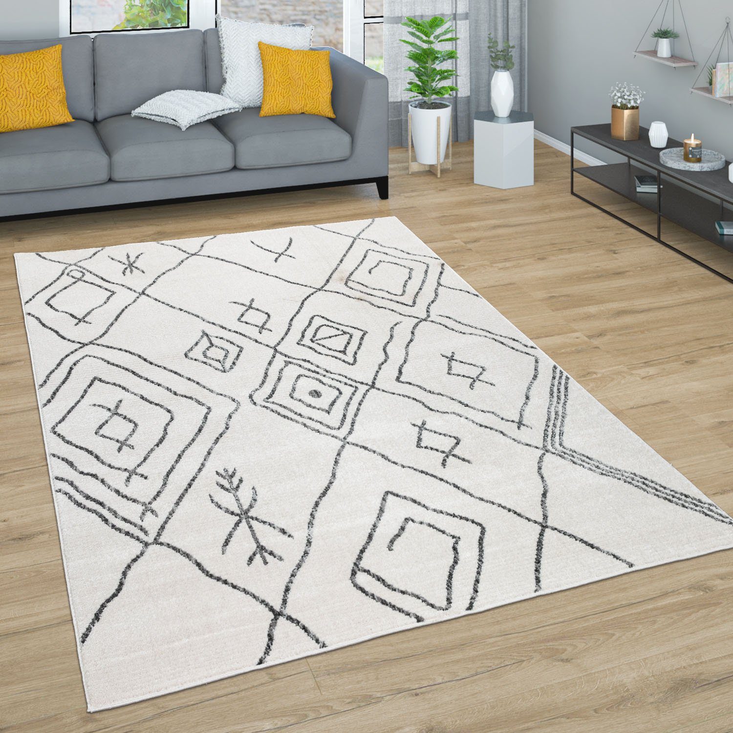 Teppich »Battal 826«, Paco Home, rechteckig, Höhe 8 mm, Kurzflor, Scandi Design, Rauten Muster, ideal im Wohnzimmer & Schlafzimmer
